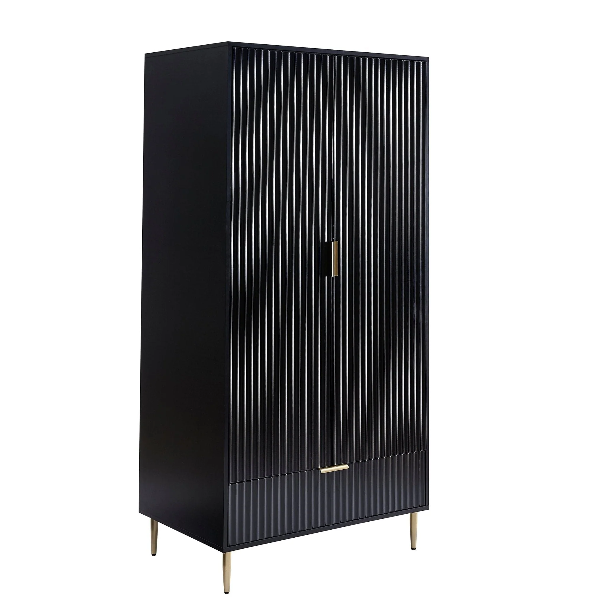 Evie 2 Door Wardrobe with Drawer - Black - Image 4