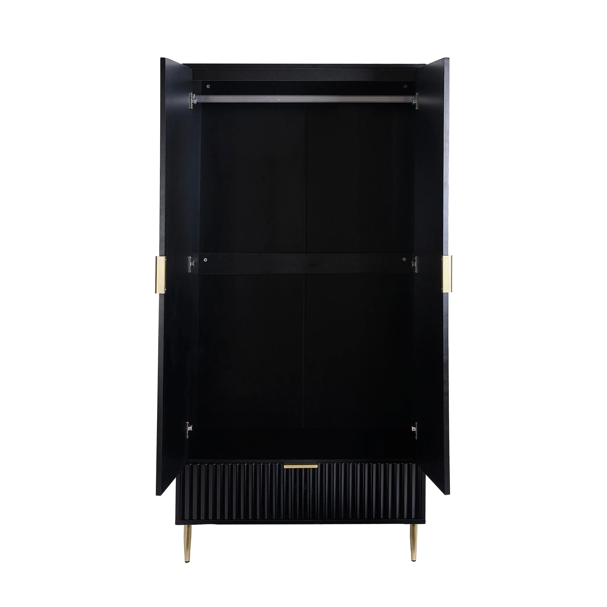 Evie 2 Door Wardrobe with Drawer - Black - Image 6