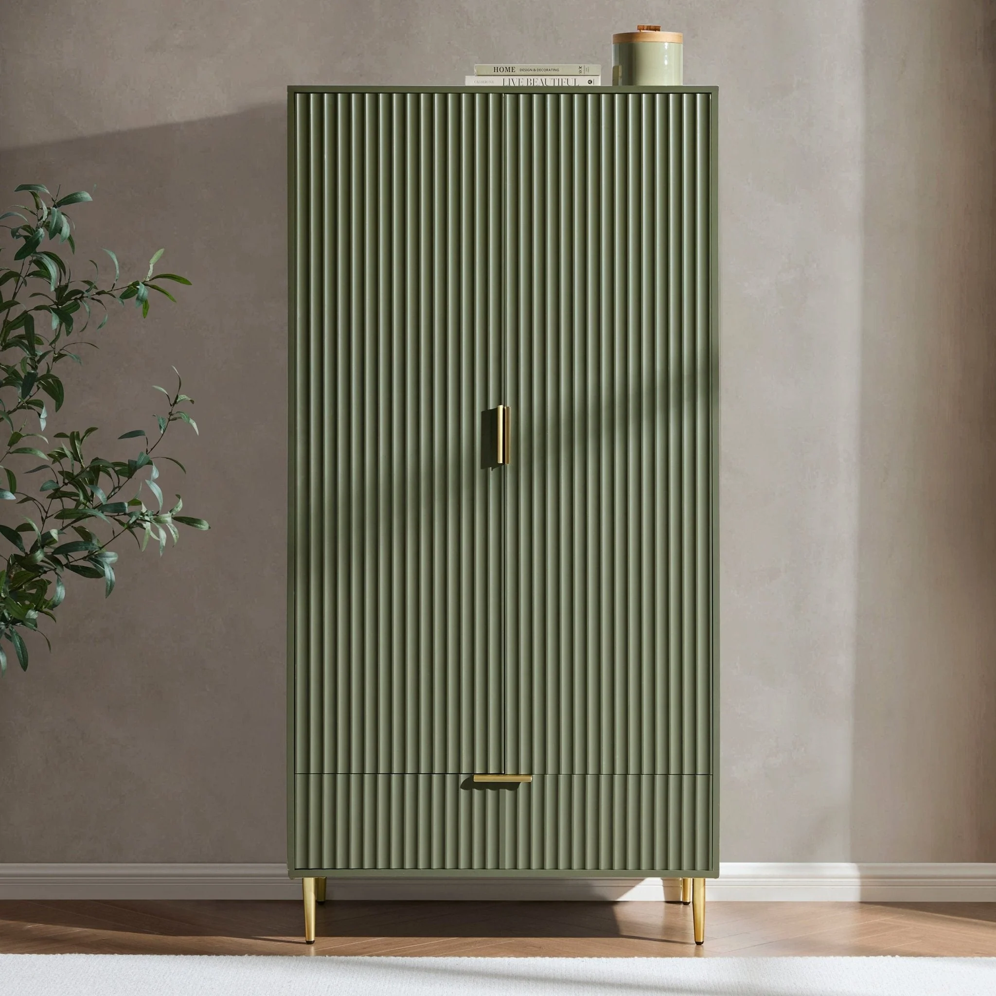 Evie 2 Door Wardrobe with Drawer - Vetiver
