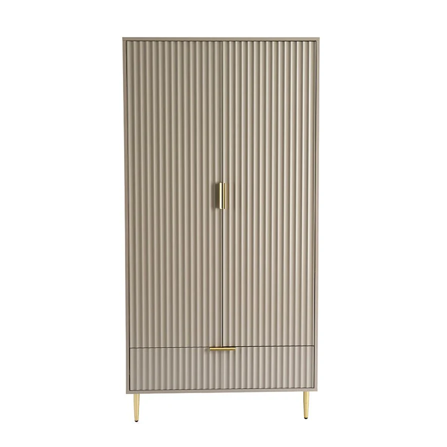 Evie 2 Door Wardrobe with Drawers - Taupe - Image 3
