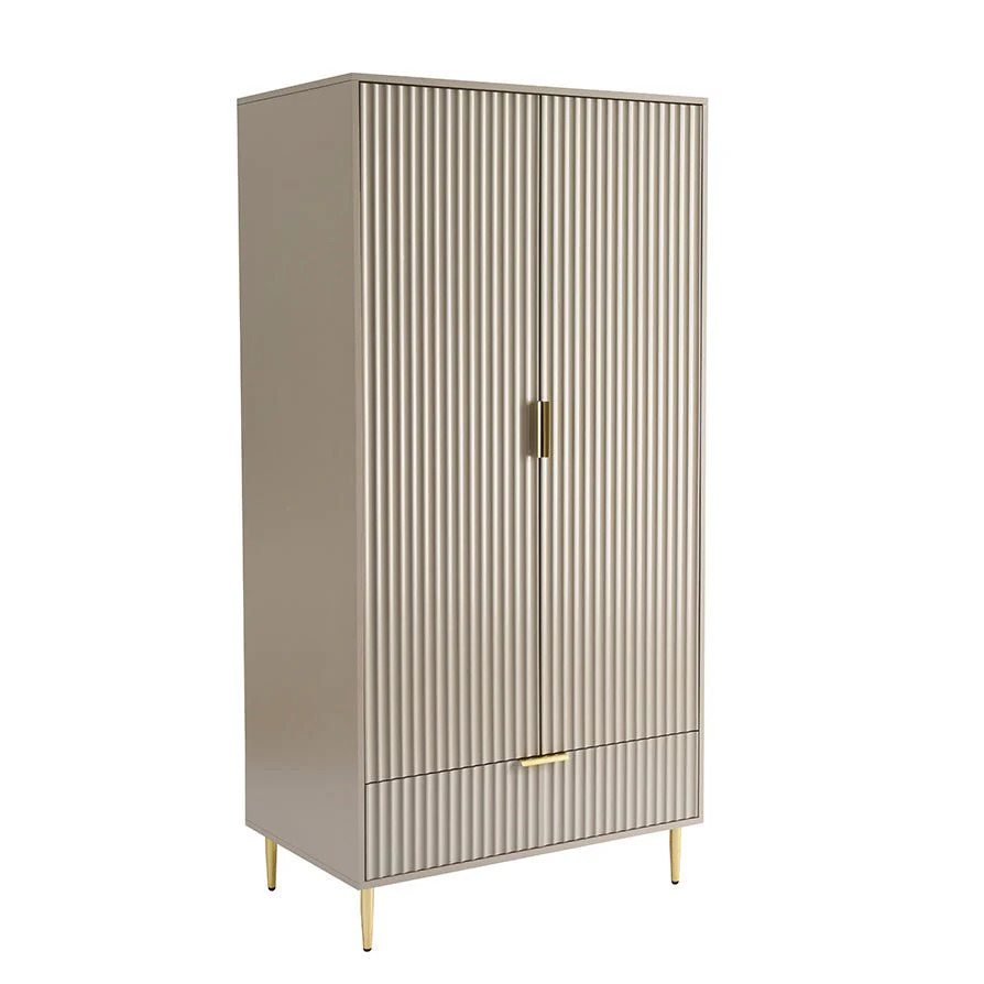 Evie 2 Door Wardrobe with Drawers - Taupe - Image 4