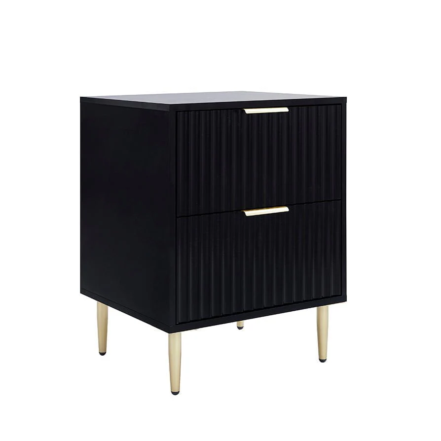 Evie 2 Drawer Bedside Table - Black - Image 3