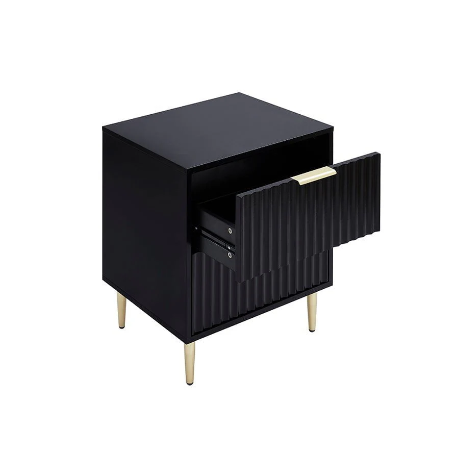 Evie 2 Drawer Bedside Table - Black - Image 4