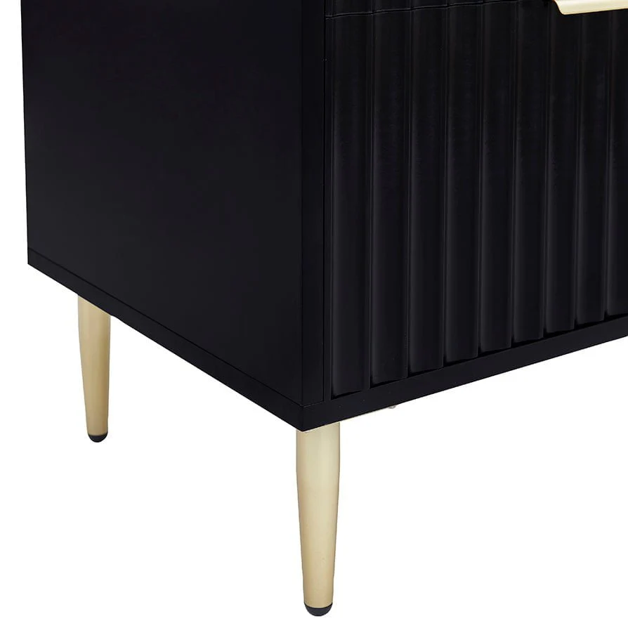 Evie 2 Drawer Bedside Table - Black - Image 6