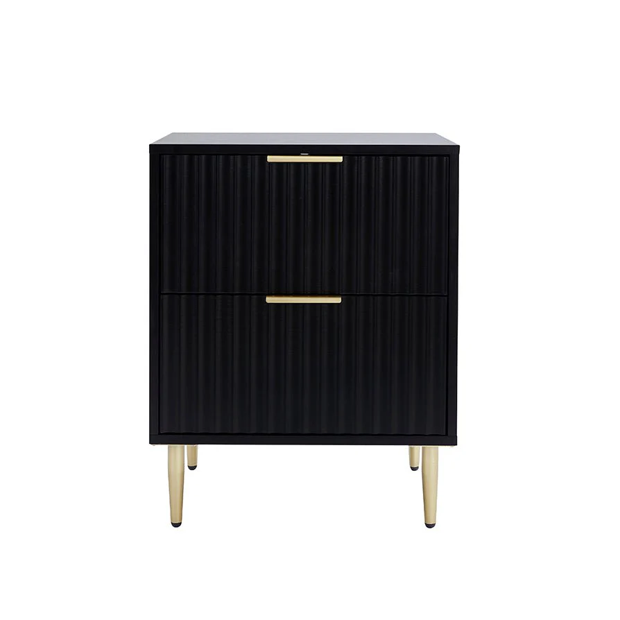 Evie 2 Drawer Bedside Table - Black - Image 7