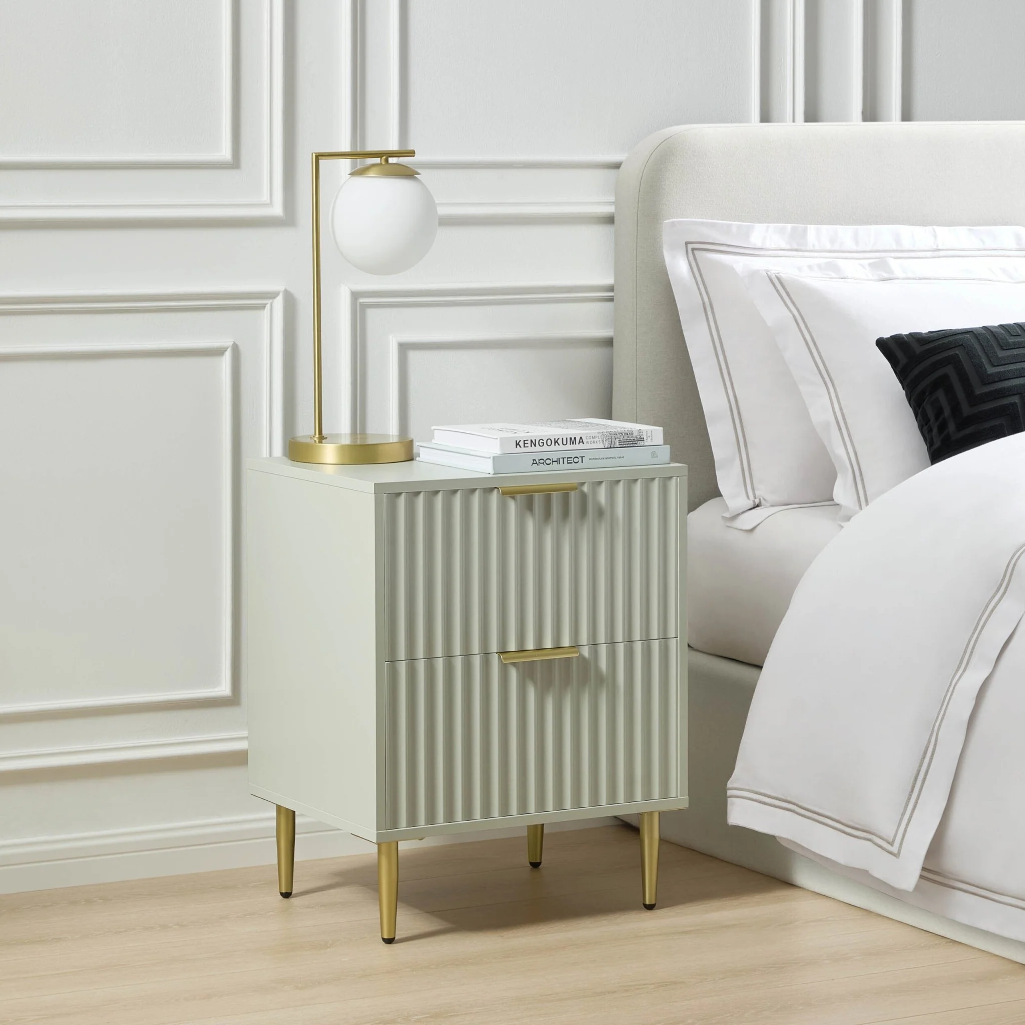 Evie 2 Drawer Bedside Table - Sage Green
