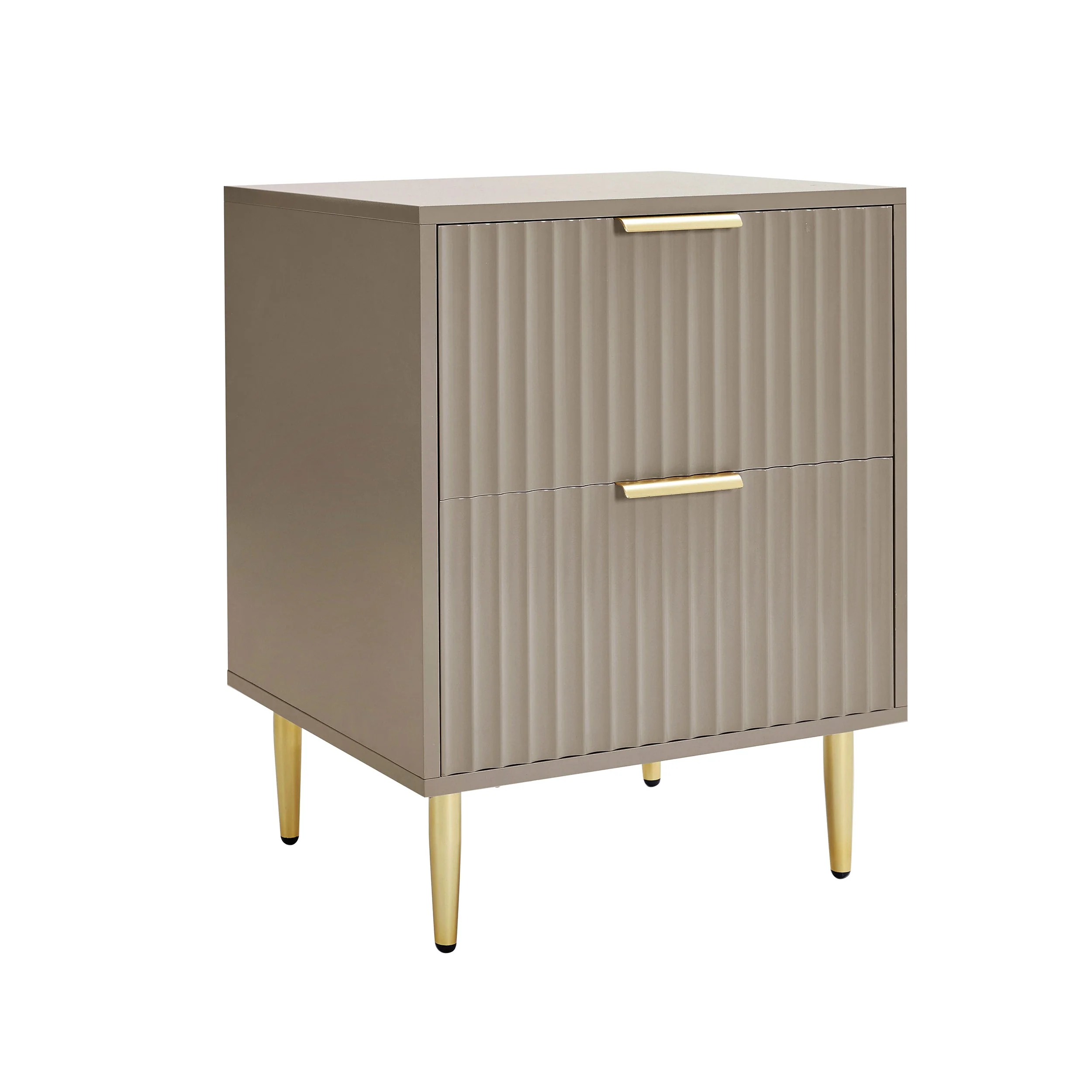 Evie 2 Drawer Bedside Table - Taupe - Image 3