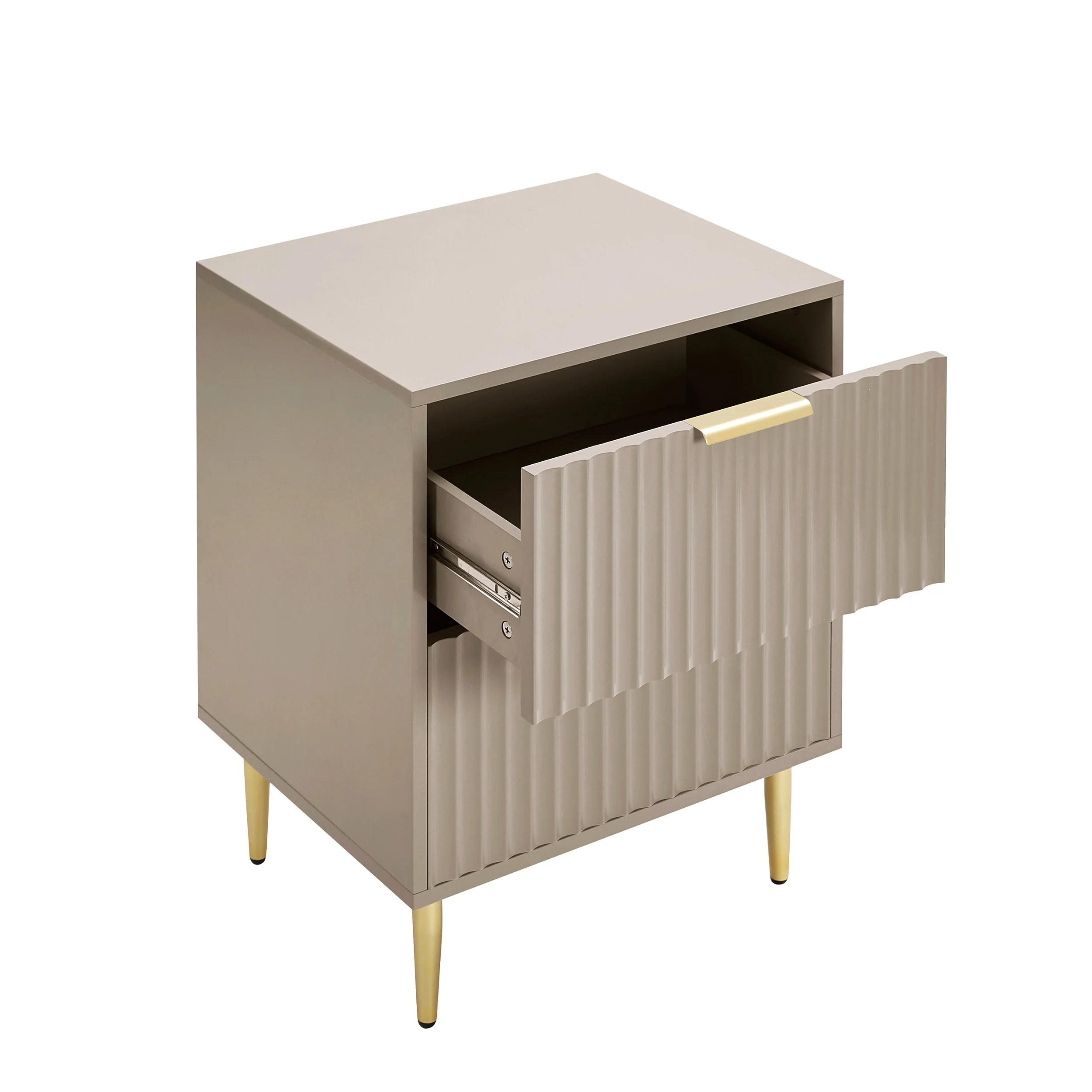 Evie 2 Drawer Bedside Table - Taupe - Image 4