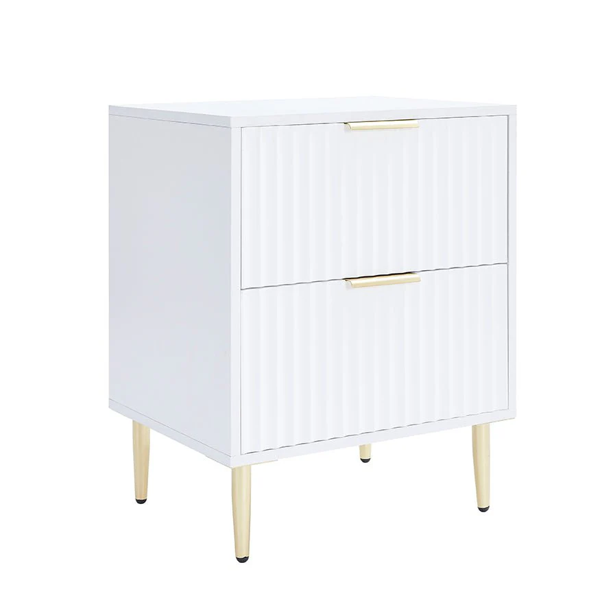 Evie 2 Drawer Bedside Table - Warm White - Image 3