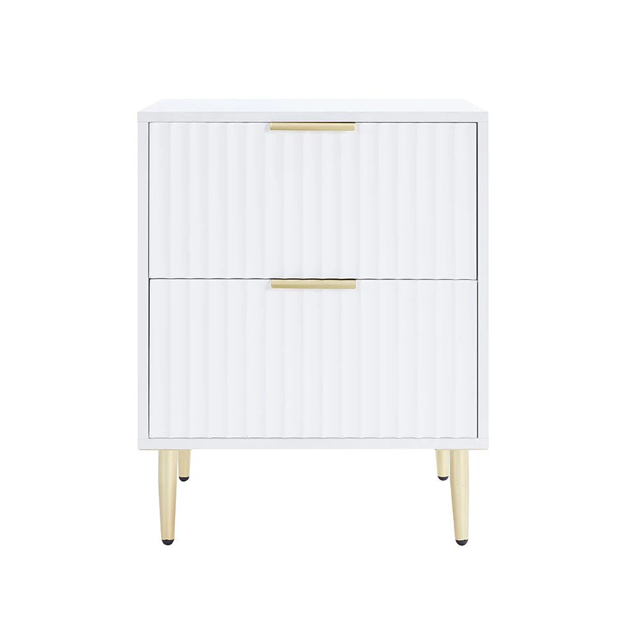 Evie 2 Drawer Bedside Table - Warm White - Image 4