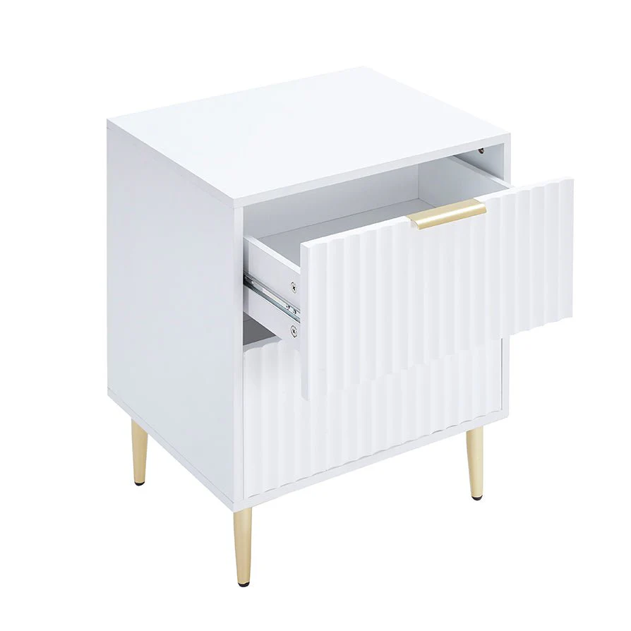 Evie 2 Drawer Bedside Table - Warm White - Image 5