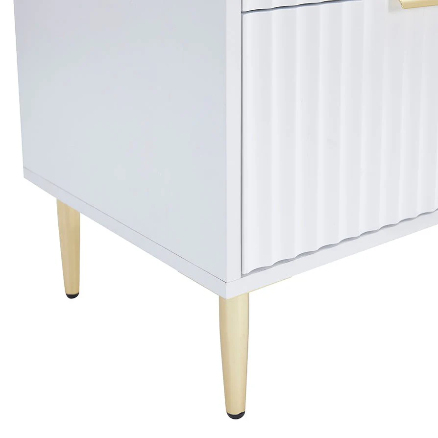 Evie 2 Drawer Bedside Table - Warm White - Image 8