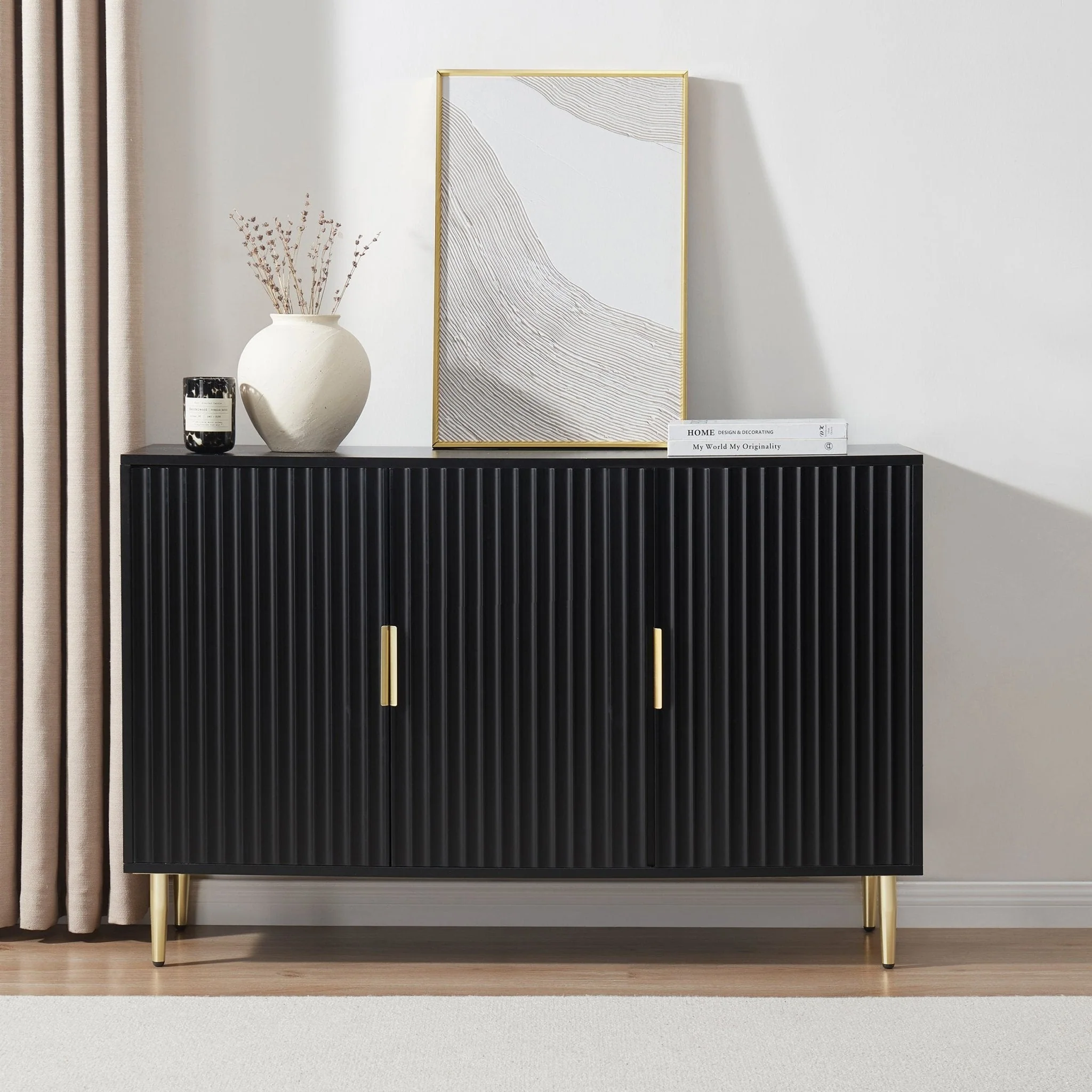 Evie 3 Door Sideboard - Black - Image 3