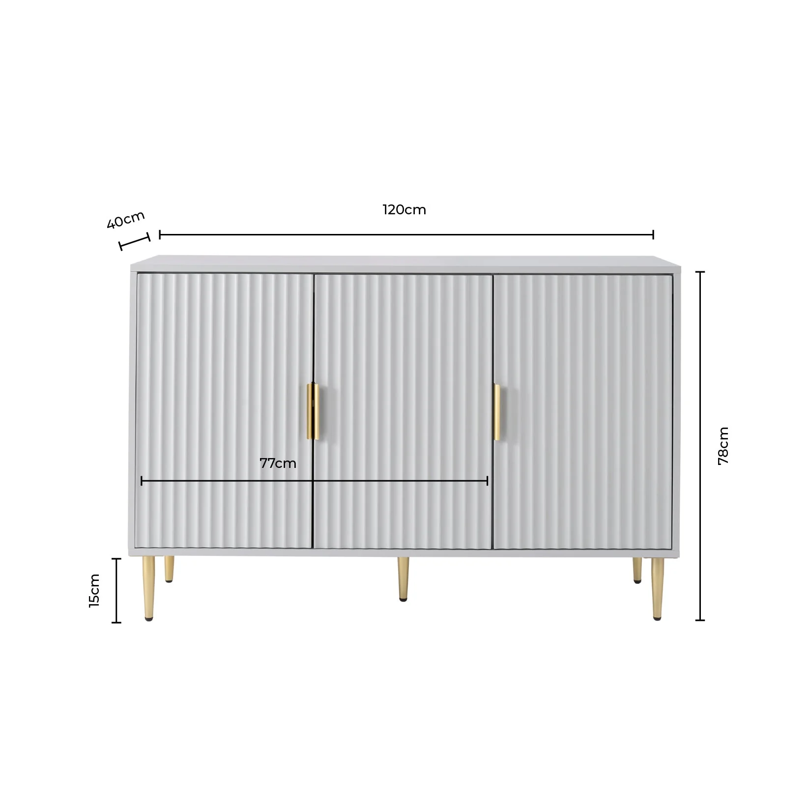 Evie 3 Door Sideboard - Black - Image 9