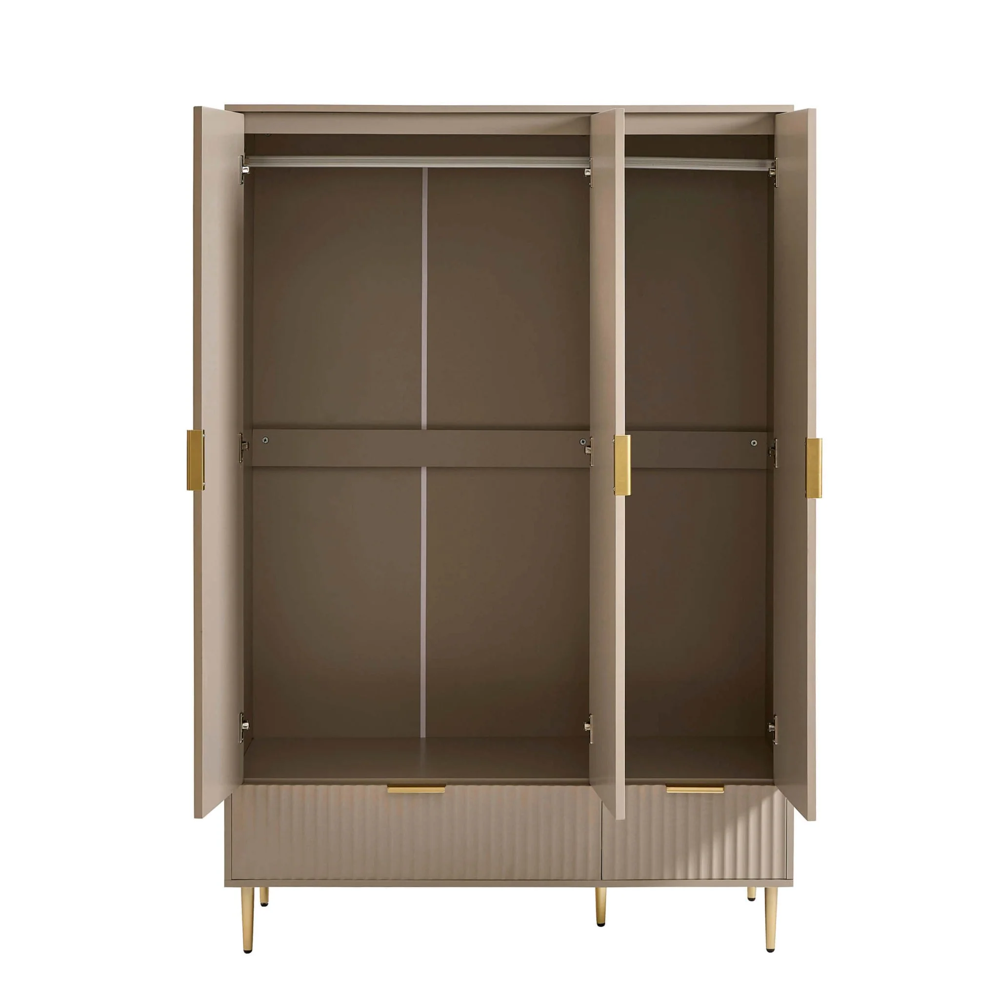 Evie 3 Door Wardrobe with Drawers - Taupe - Image 4