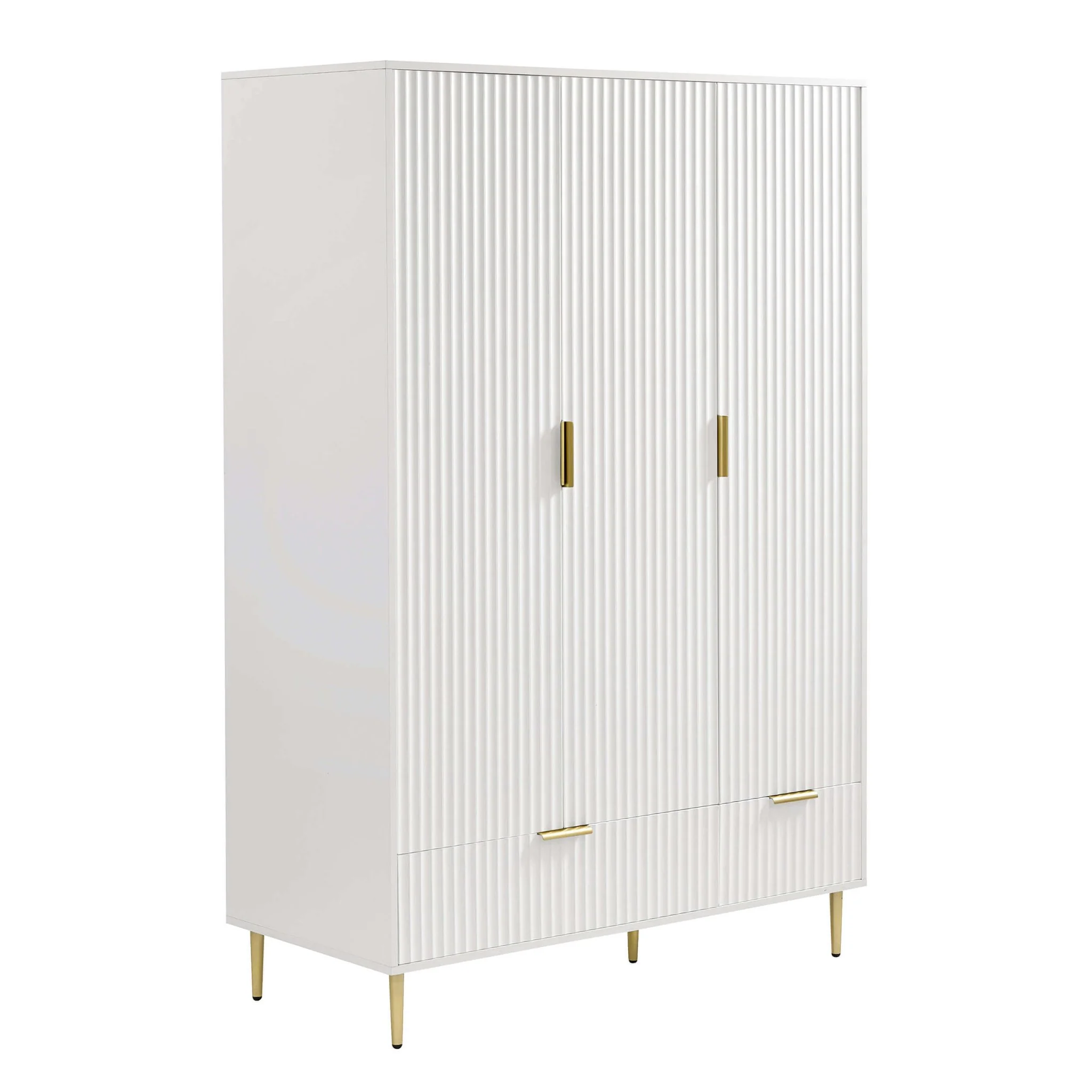 Evie 3 Door Wardrobe with Drawers - Warm White - Image 2