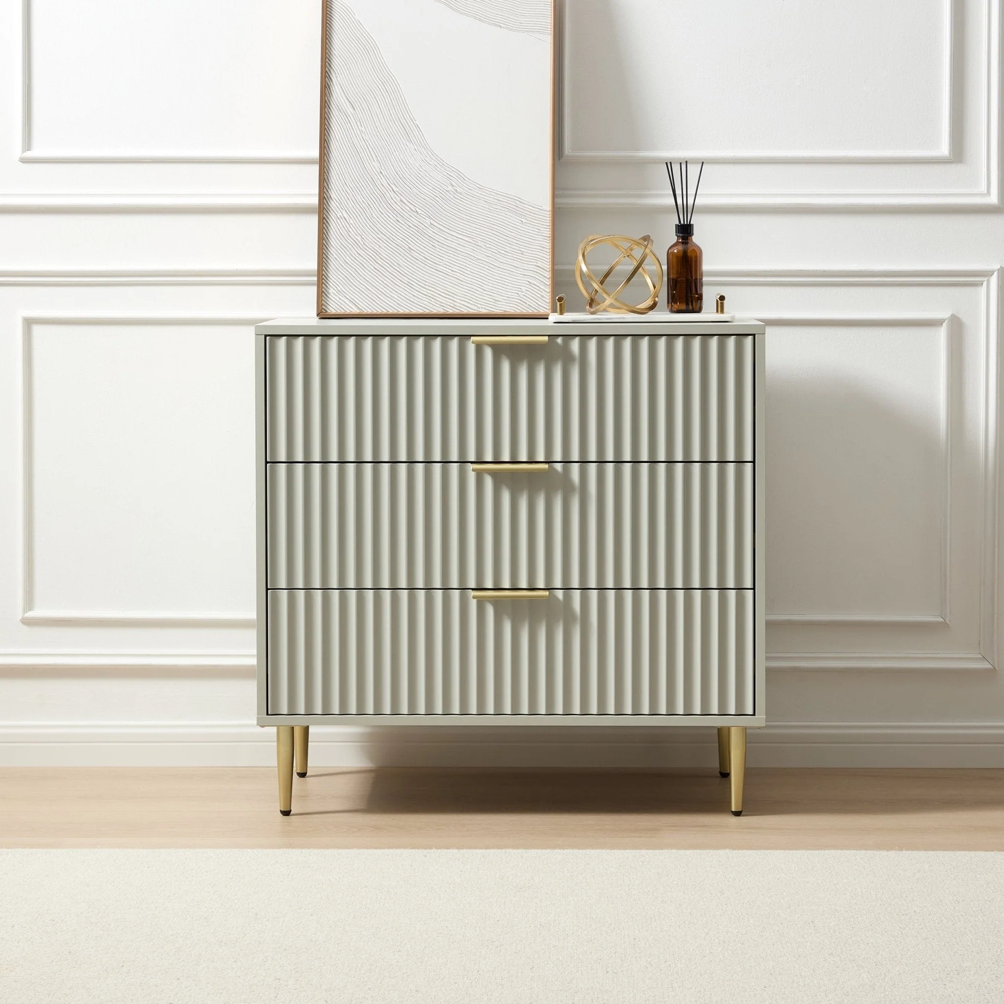 Evie 3 Drawer Chest - Sage Green - Image 2