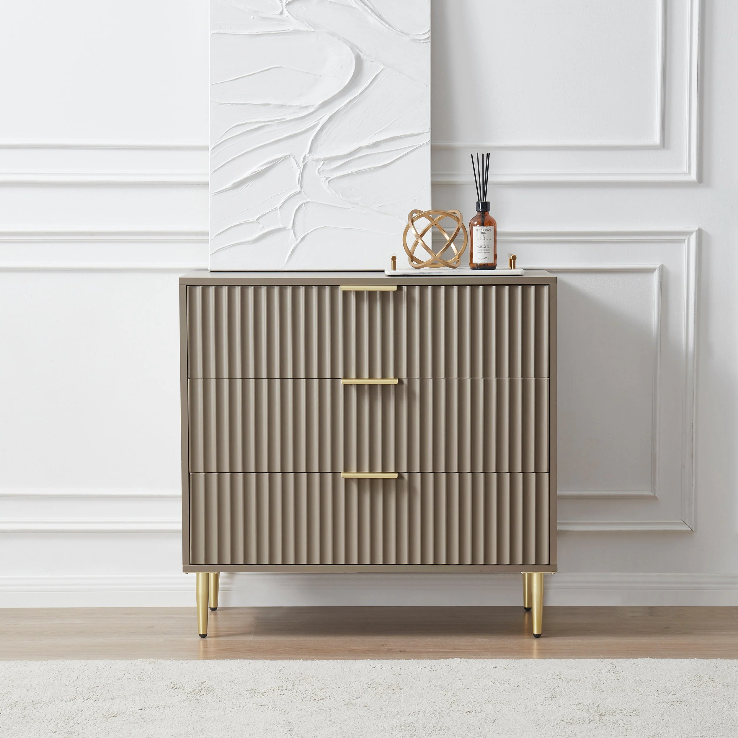 Evie 3 Drawer Chest - Taupe - Image 2