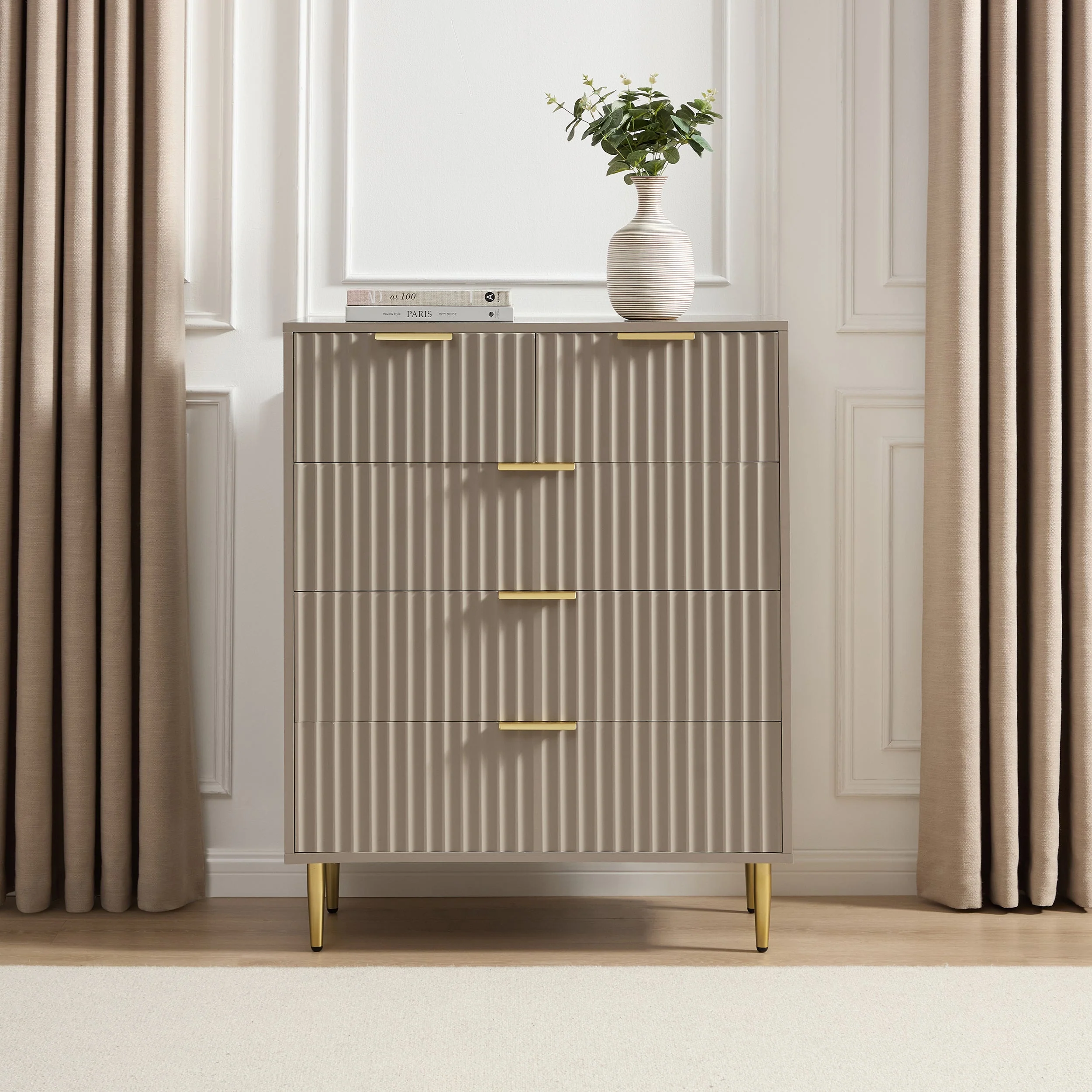 Evie 5 Drawer Chest - Taupe - Image 2