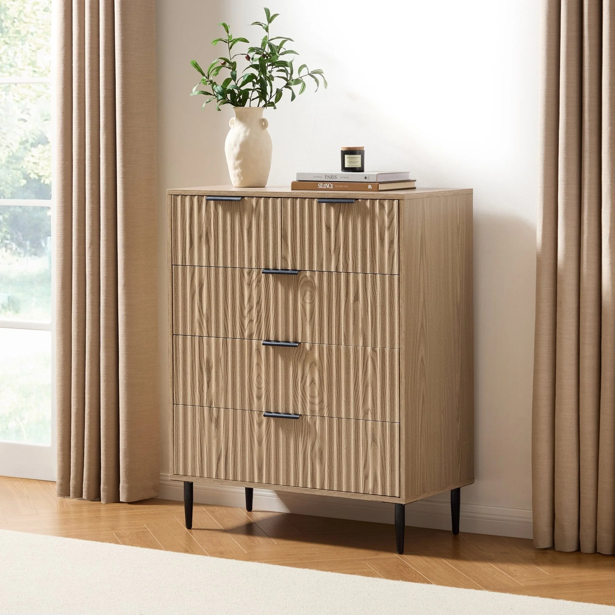 Evie 5 Drawer Chest - Wood Effect