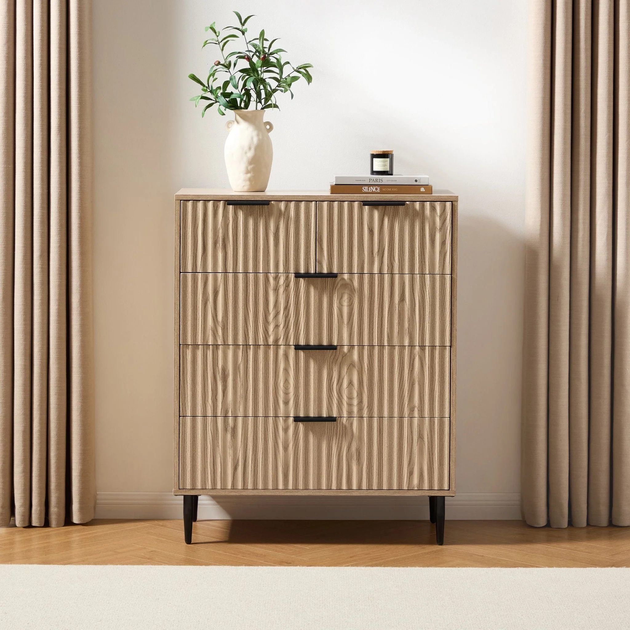 Evie 5 Drawer Chest - Wood Effect - Image 2