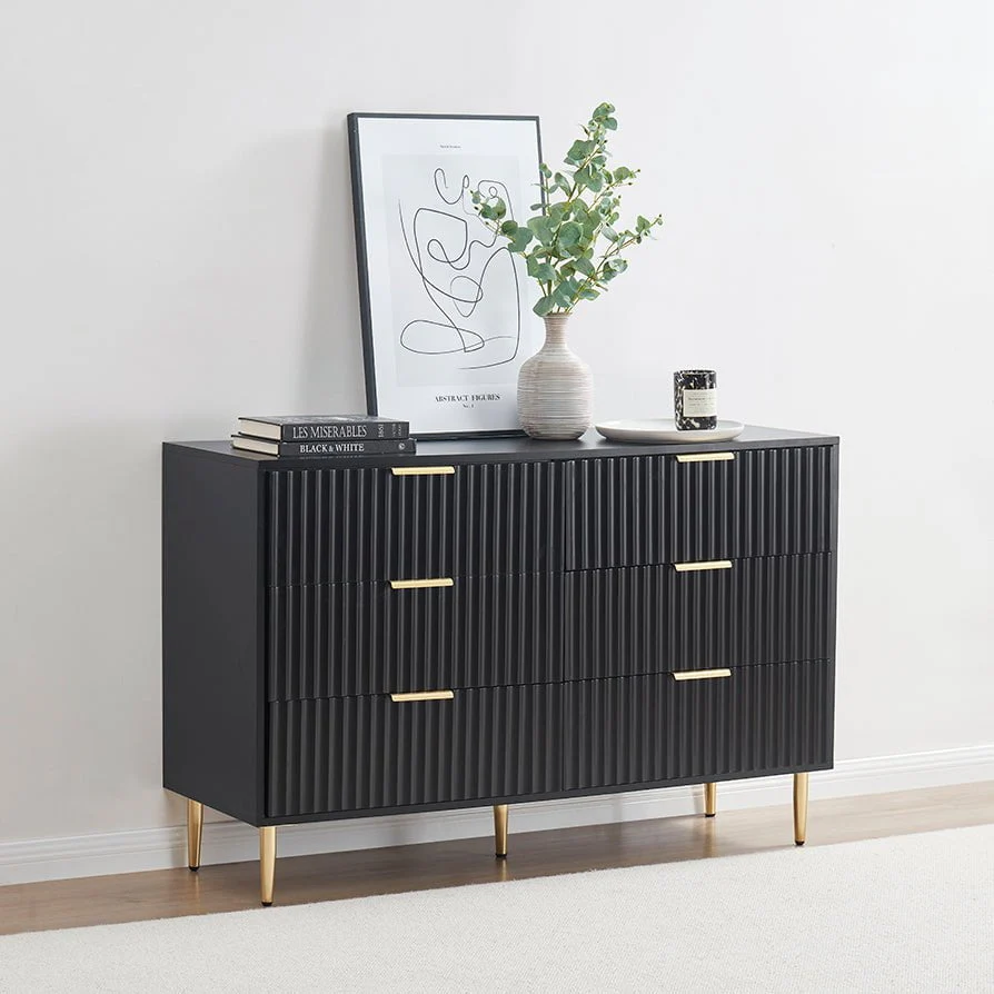 Evie 6 Drawer Chest - Black
