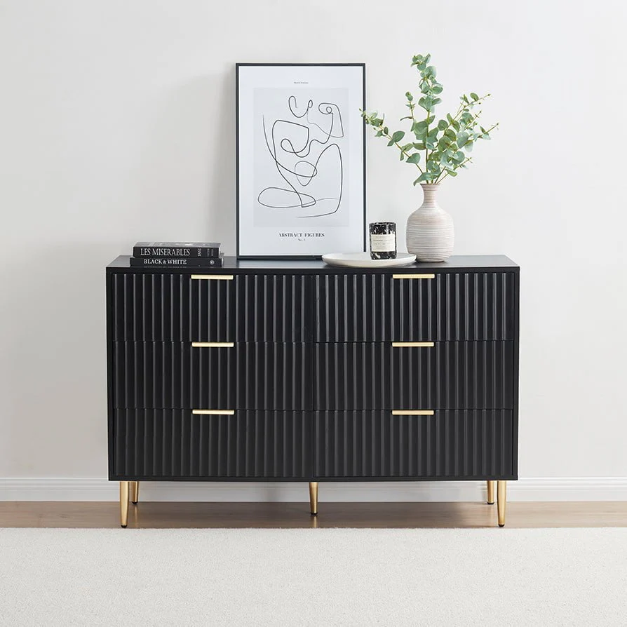 Evie 6 Drawer Chest - Black - Image 3