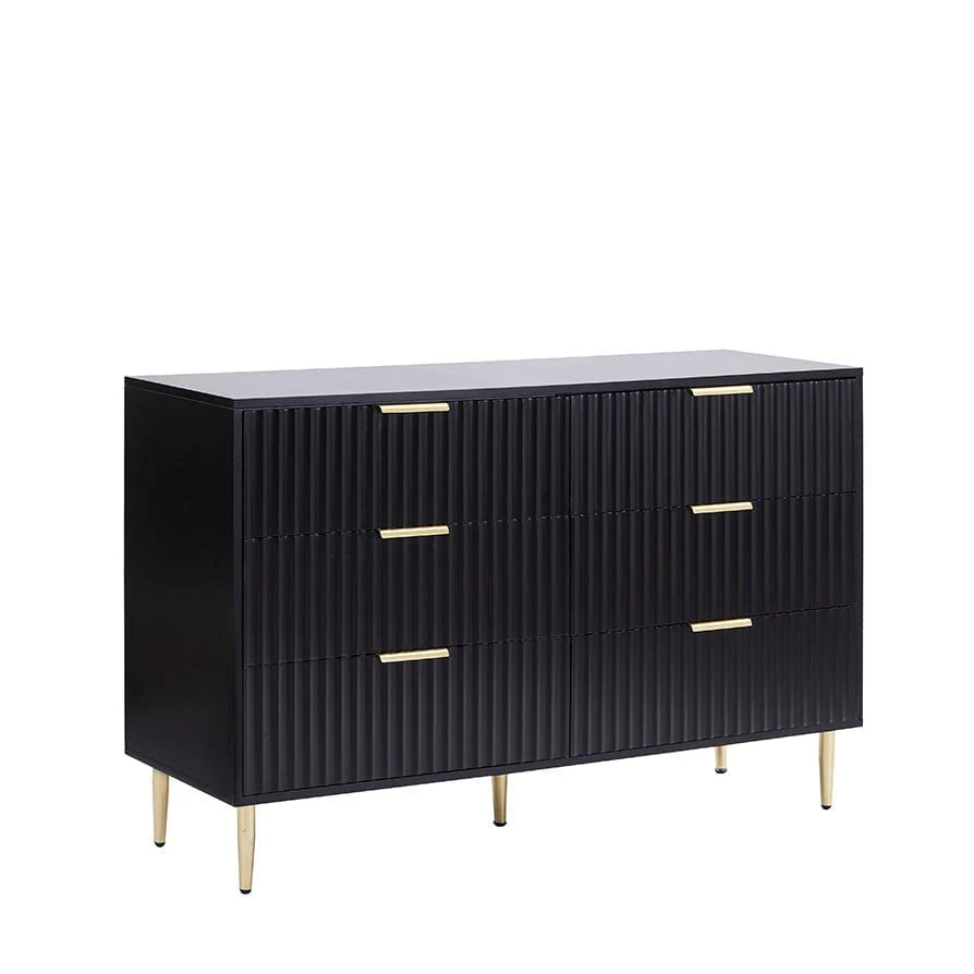 Evie 6 Drawer Chest - Black - Image 5