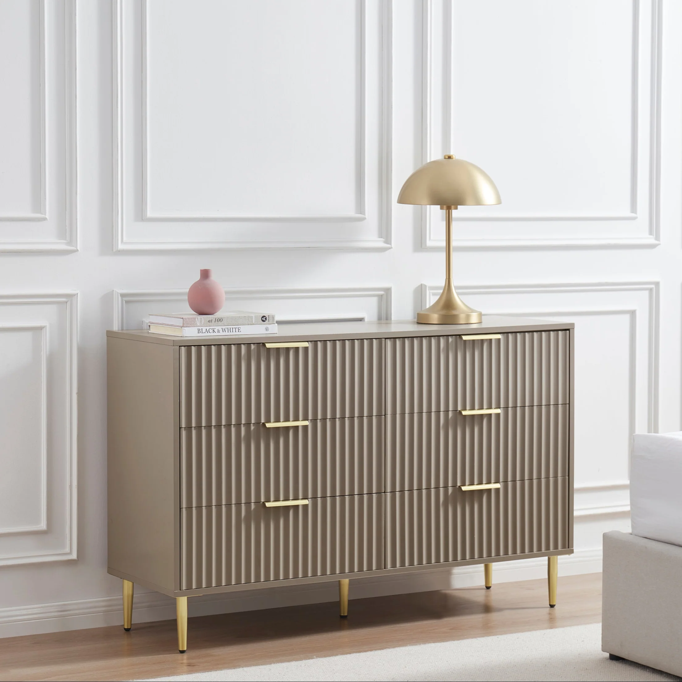 Evie 6 Drawer Chest - Taupe