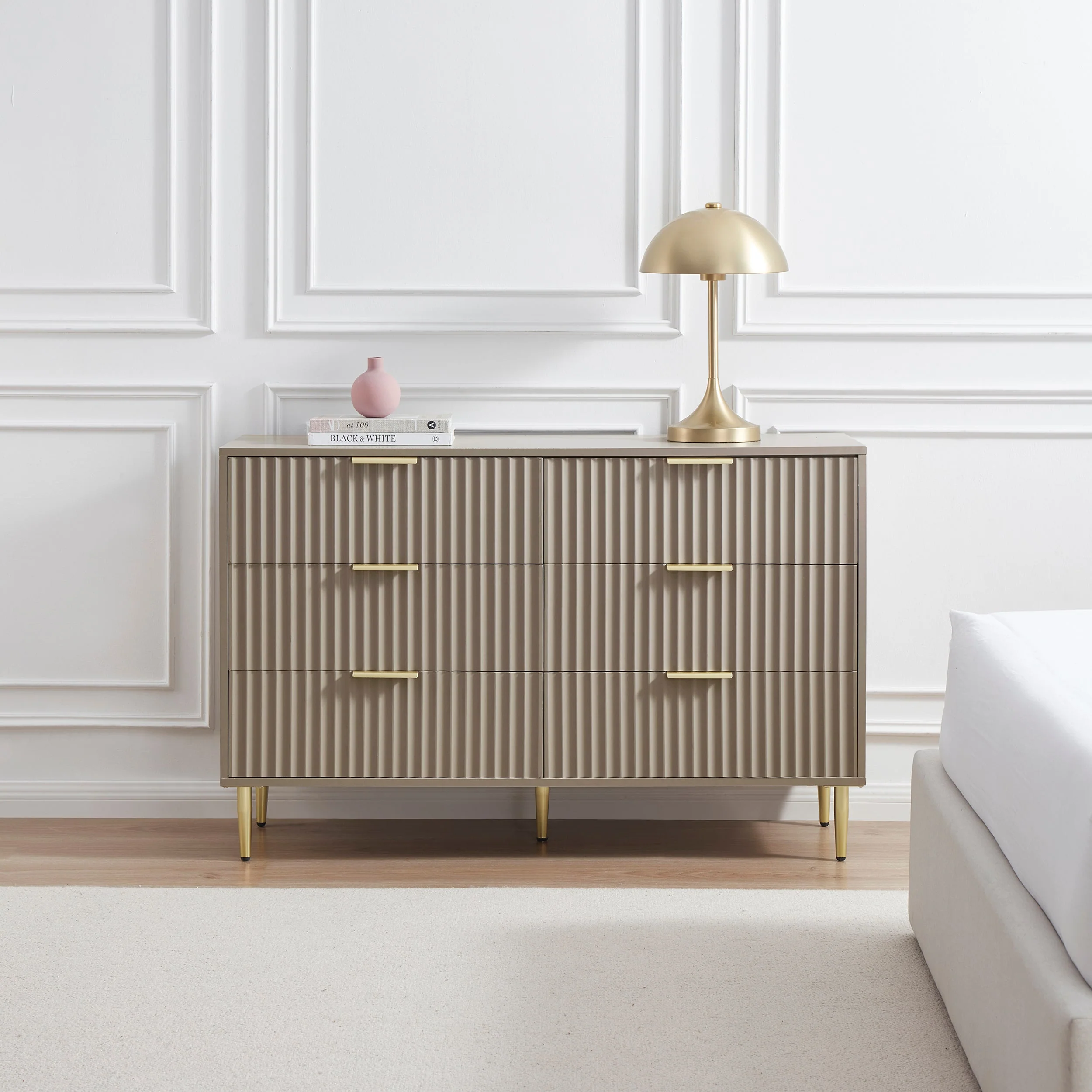 Evie 6 Drawer Chest - Taupe - Image 2