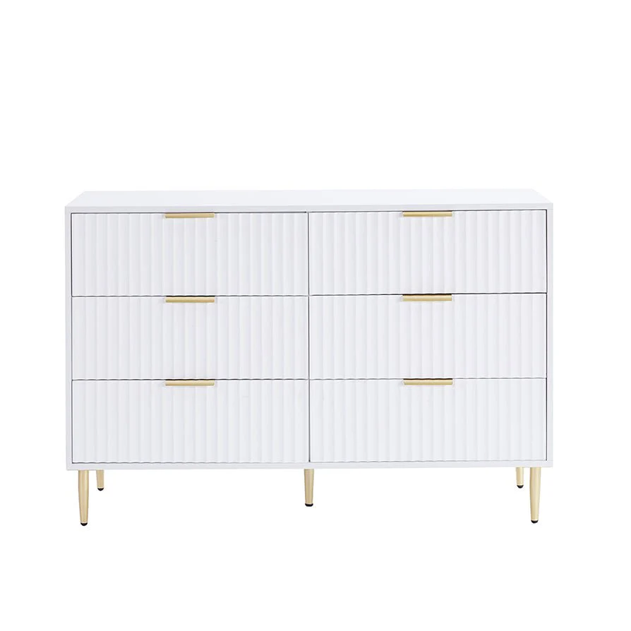 Evie 6 Drawer Chest - Warm White - Image 4