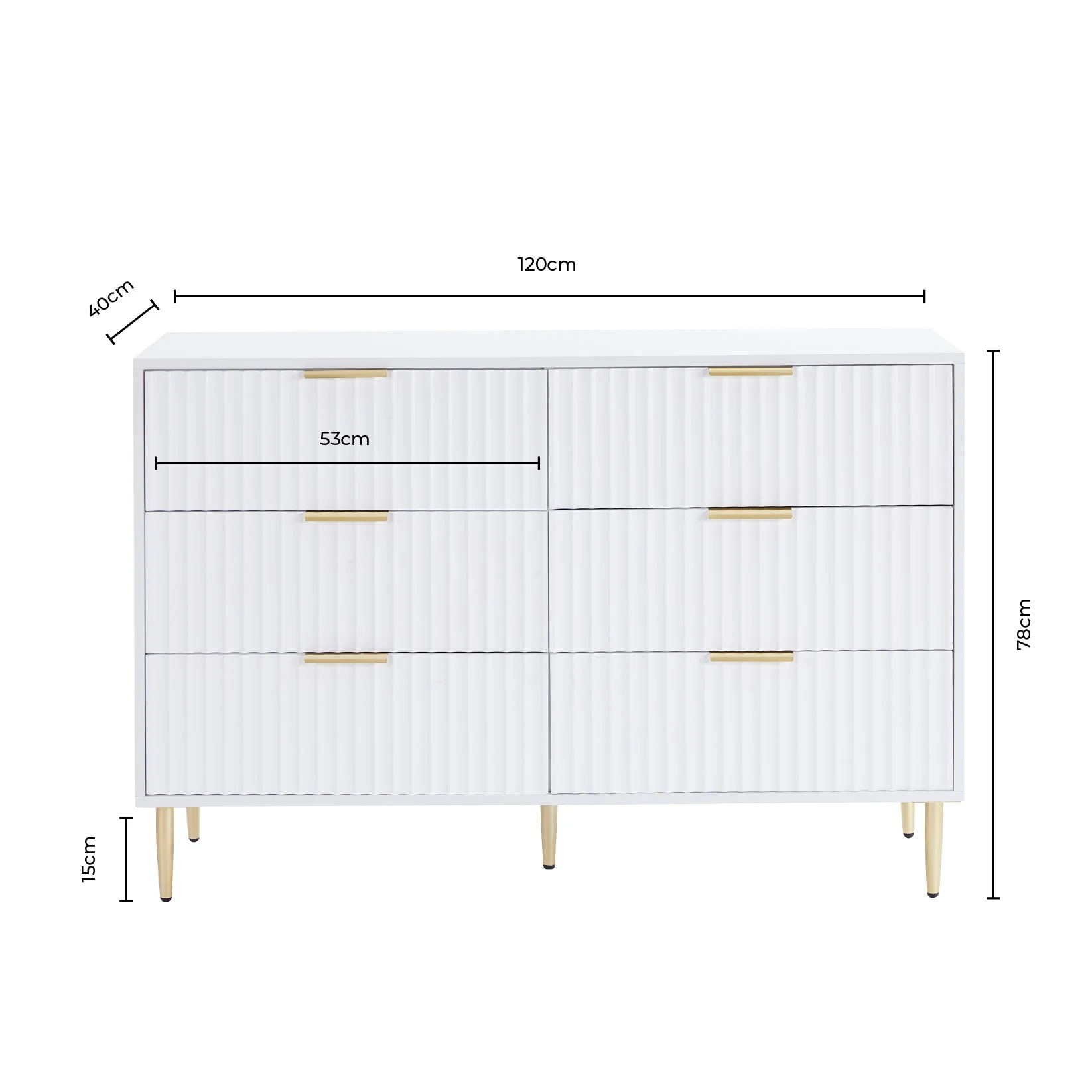 Evie 6 Drawer Chest - Warm White - Image 8