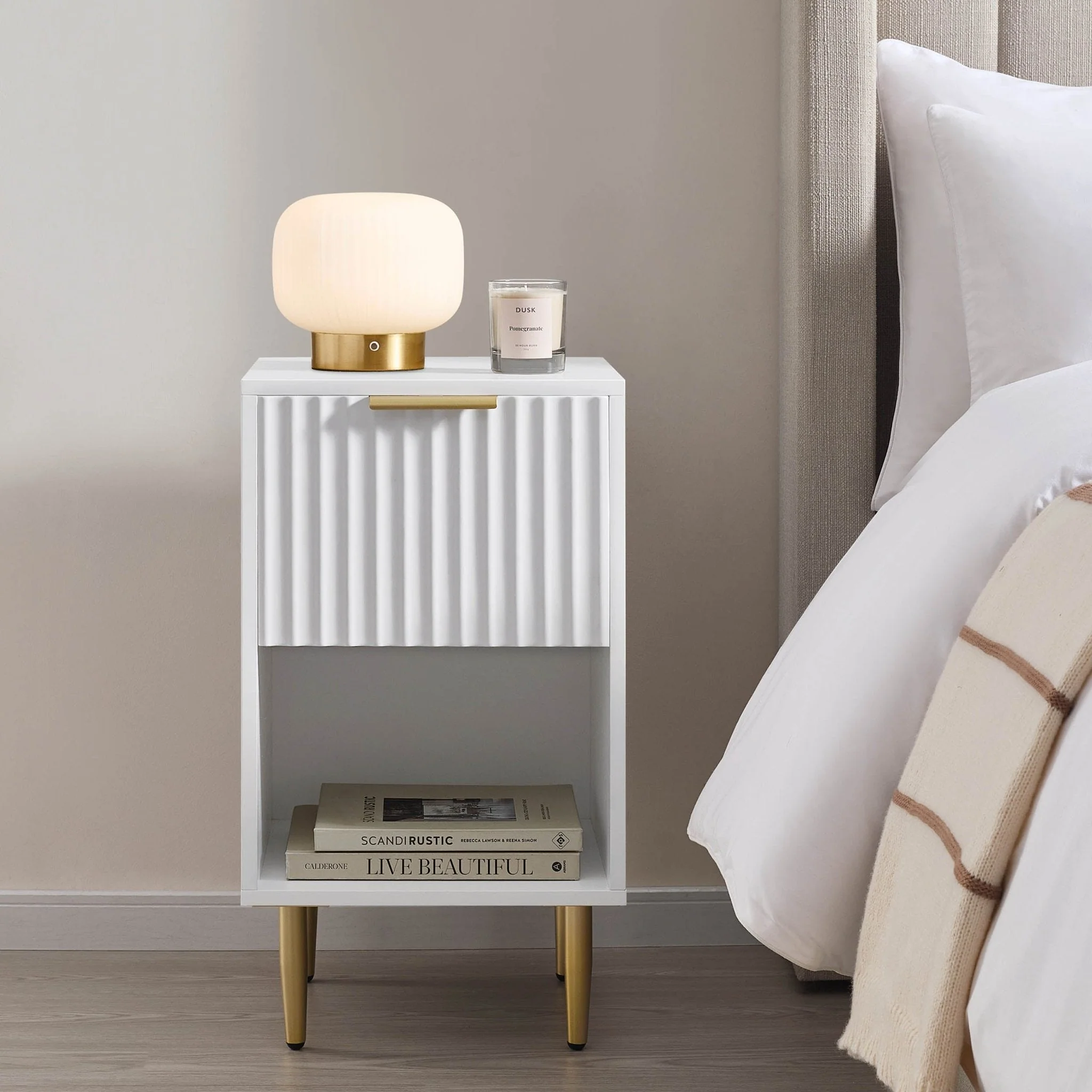 Evie 1 Drawer Nightstand - Warm White - Image 2