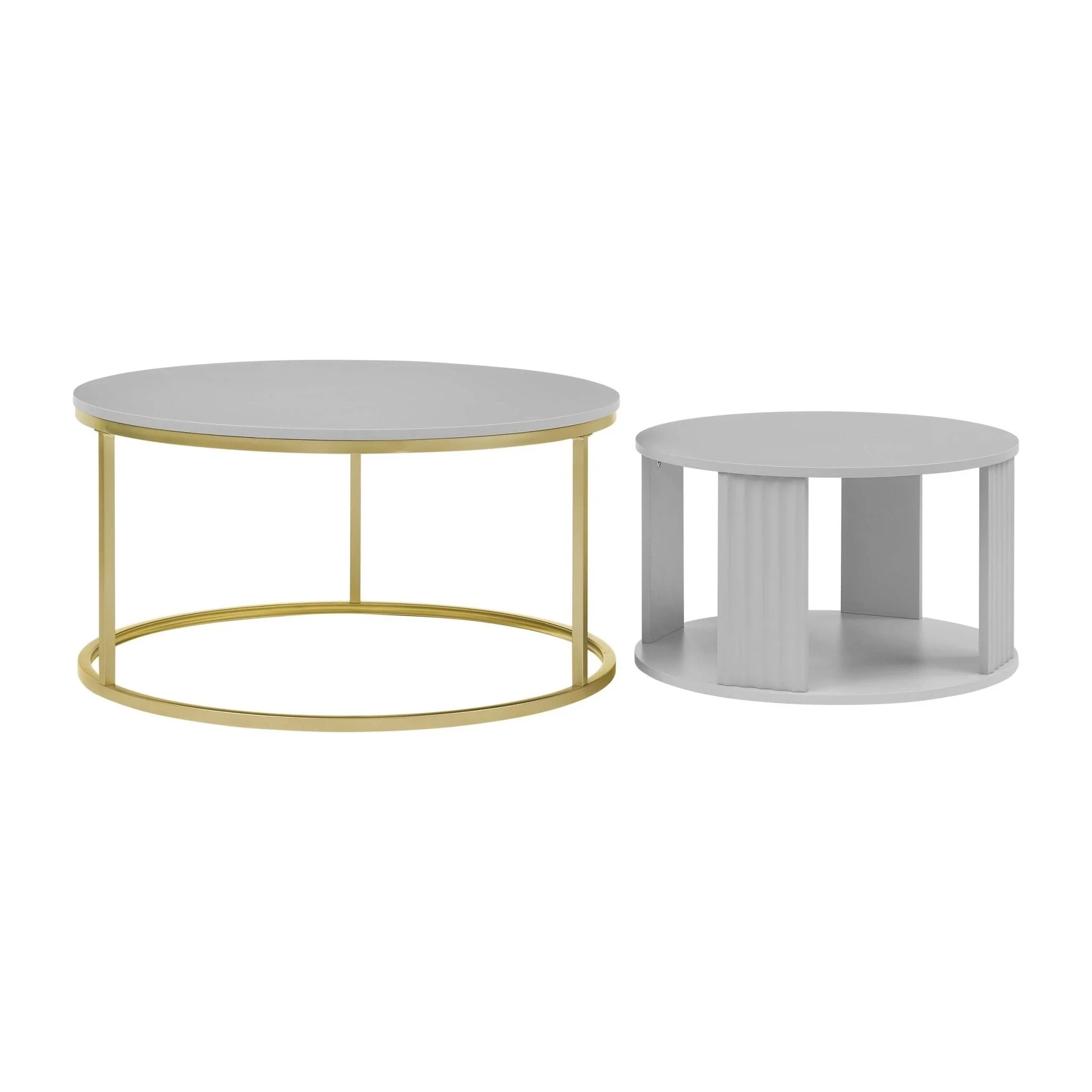 Evie Round Nesting Coffee Table - Grey - Image 4