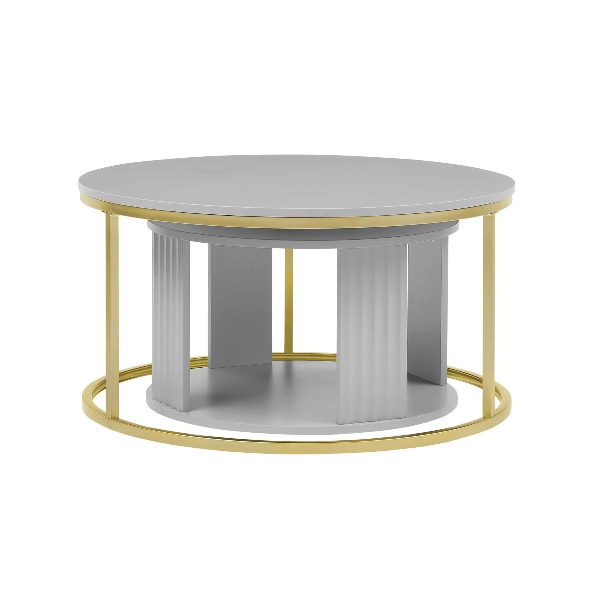 Evie Round Nesting Coffee Table - Grey - Image 5