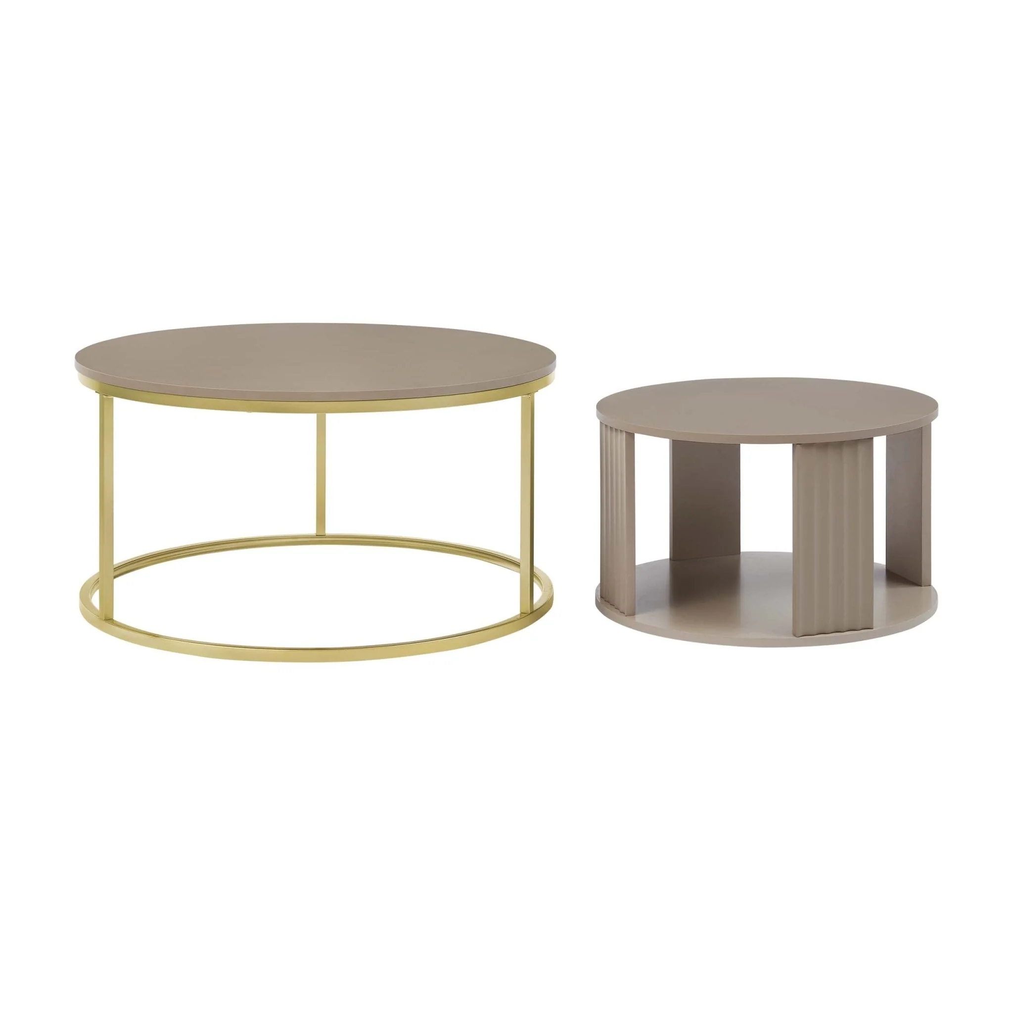 Evie Round Nesting Coffee Table - Taupe - Image 4