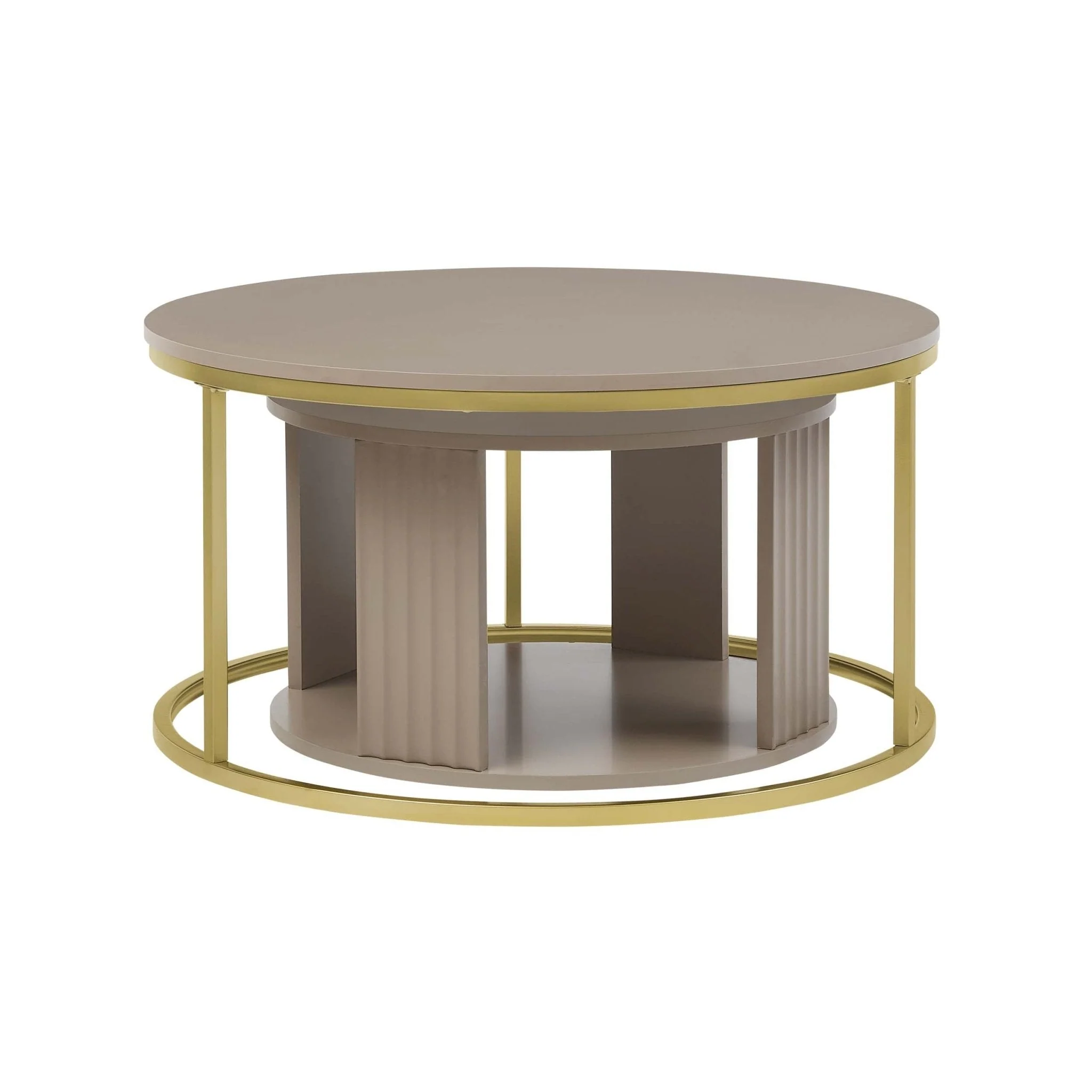 Evie Round Nesting Coffee Table - Taupe - Image 5