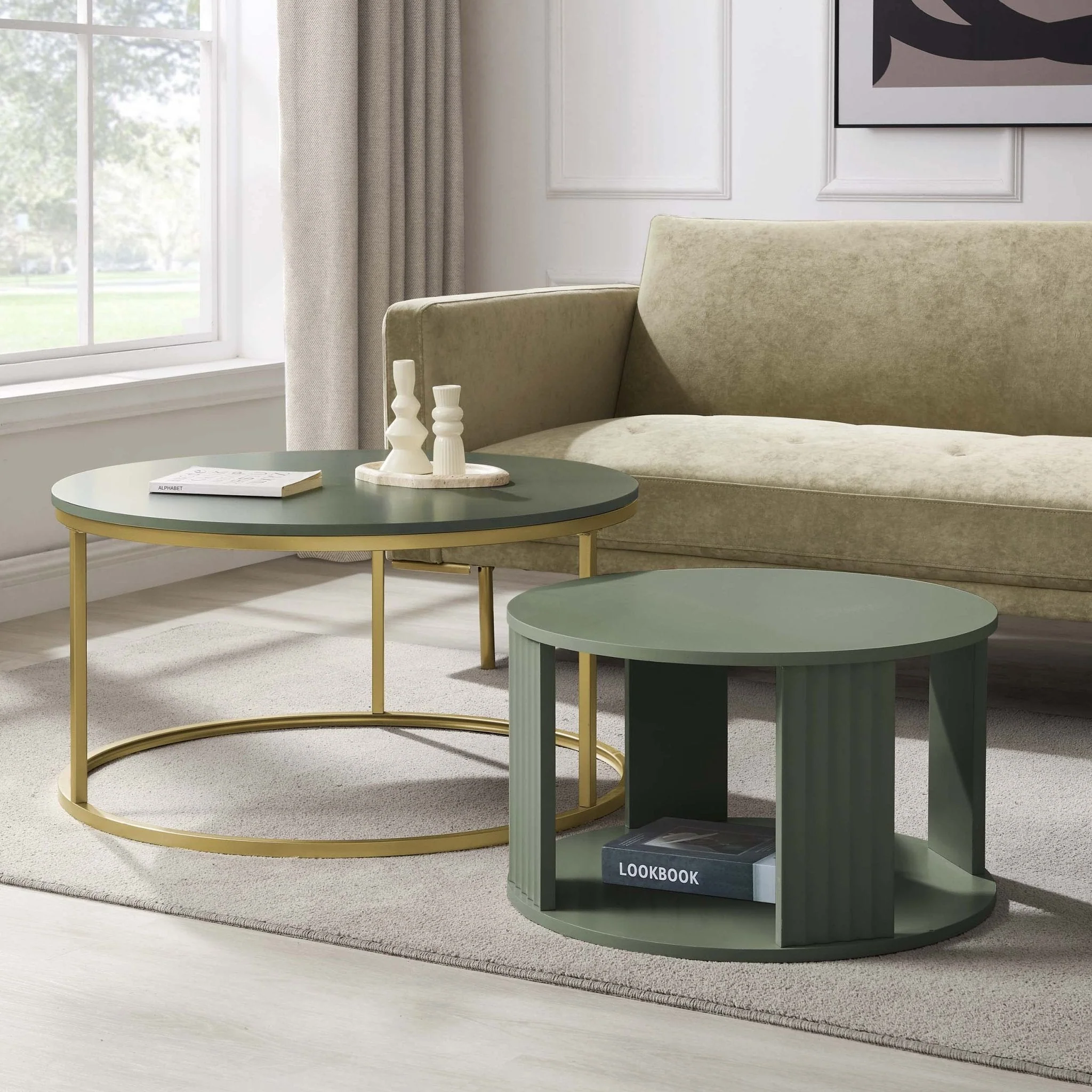 Evie Round Nesting Coffee Table - Vetiver