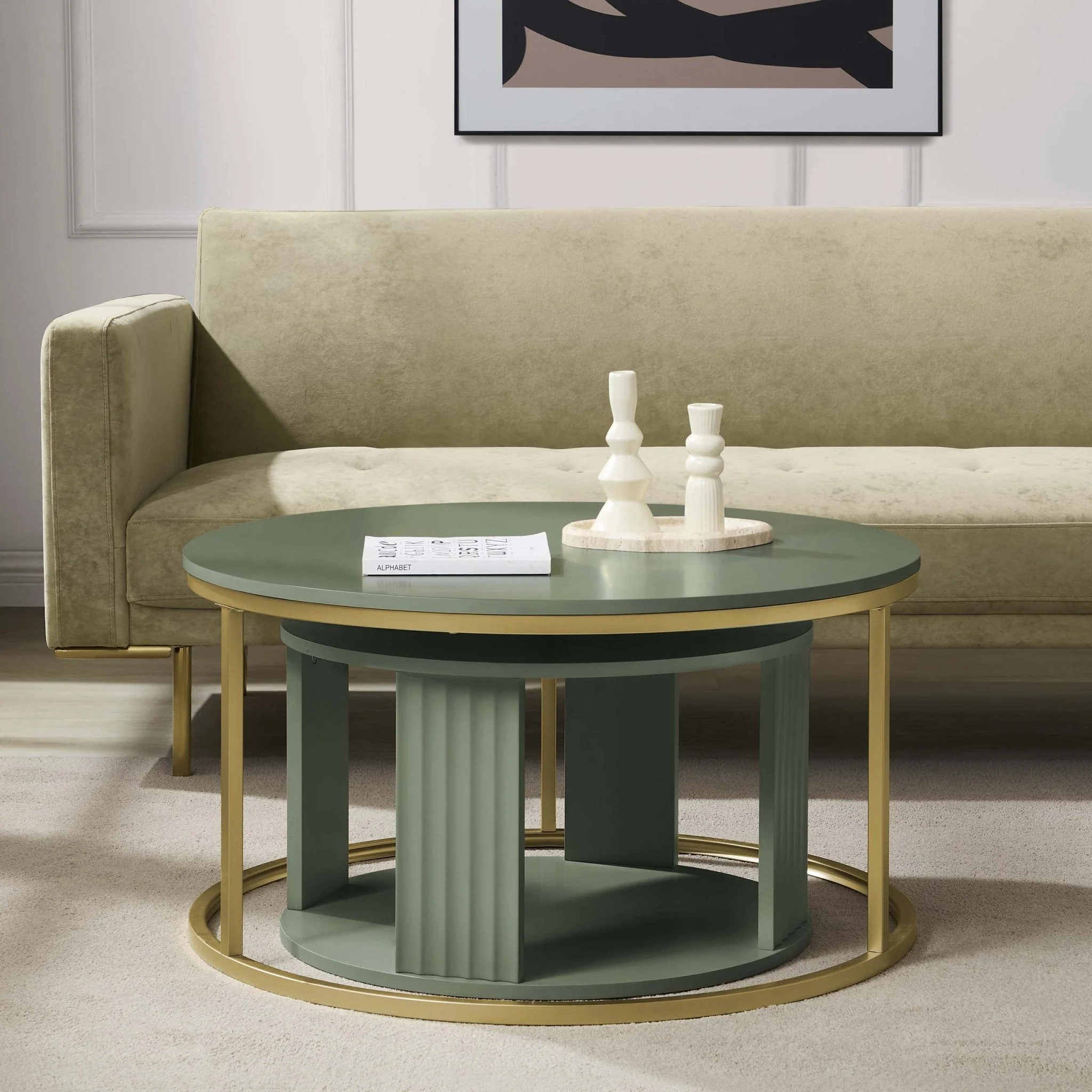 Evie Round Nesting Coffee Table - Vetiver - Image 2