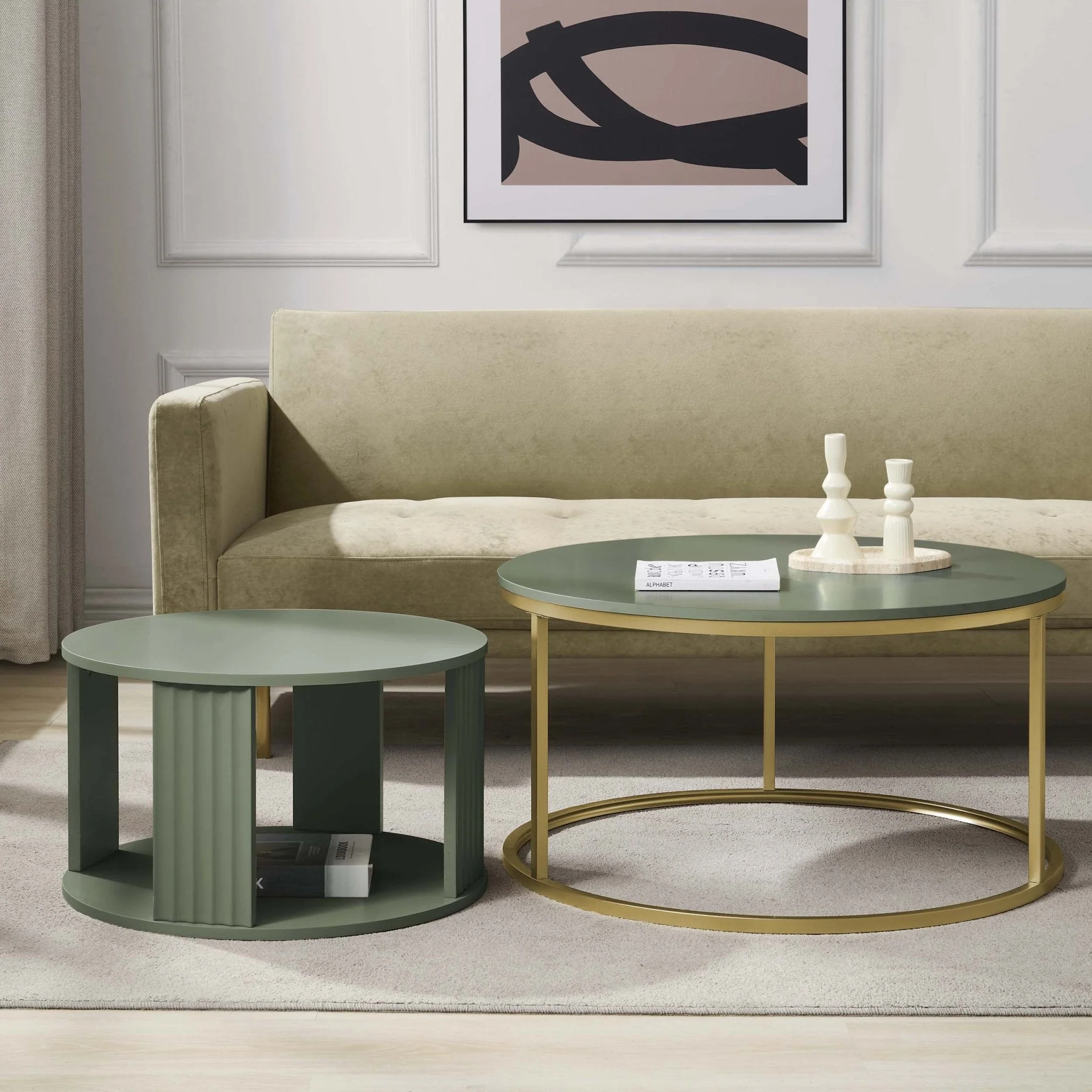 Evie Round Nesting Coffee Table - Vetiver - Image 3