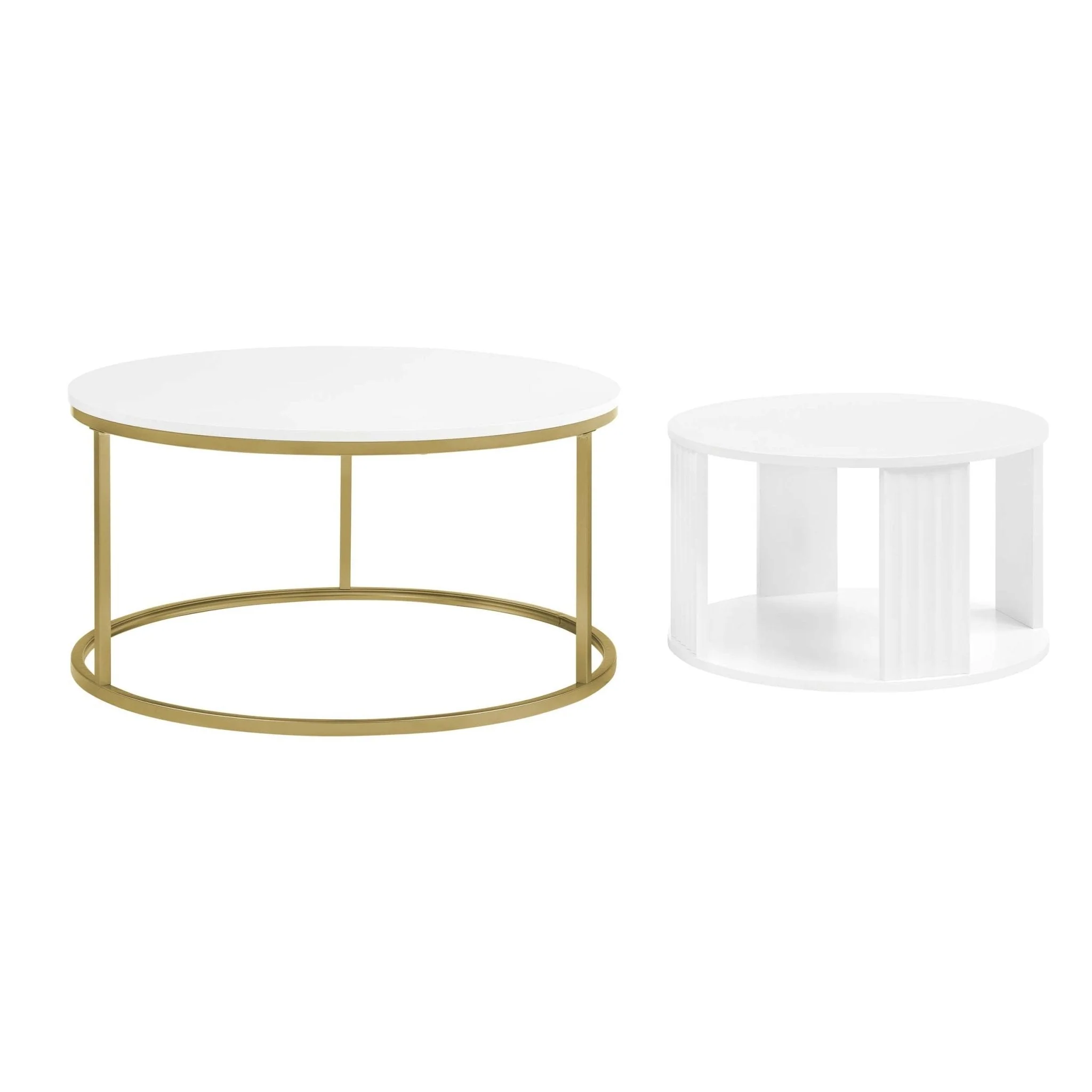 Evie Round Nesting Coffee Table - Warm White - Image 4