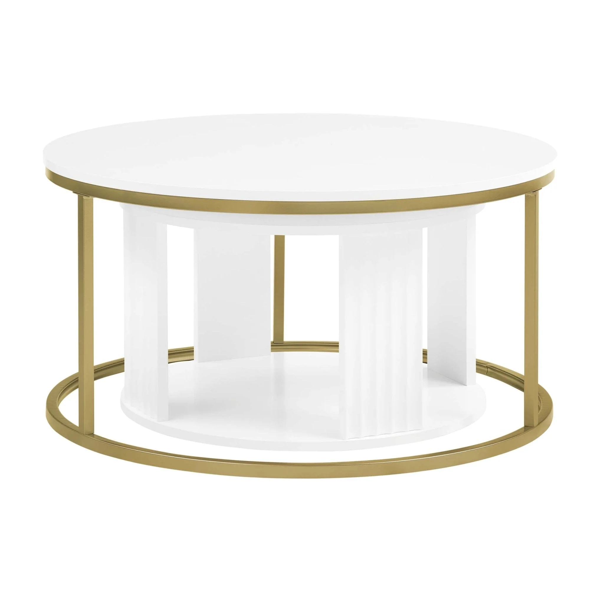 Evie Round Nesting Coffee Table - Warm White - Image 5