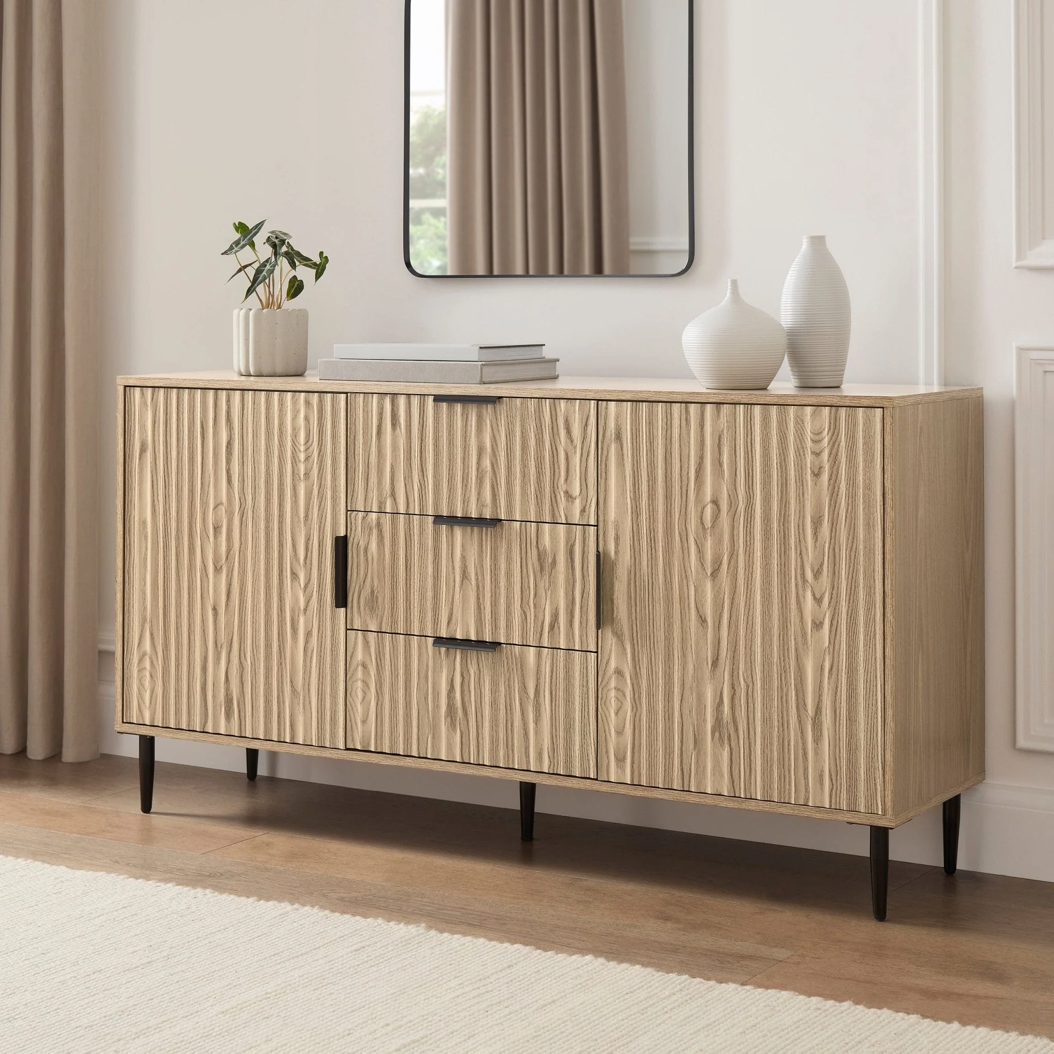 Evie Sideboard with Drawers - Wood Effect