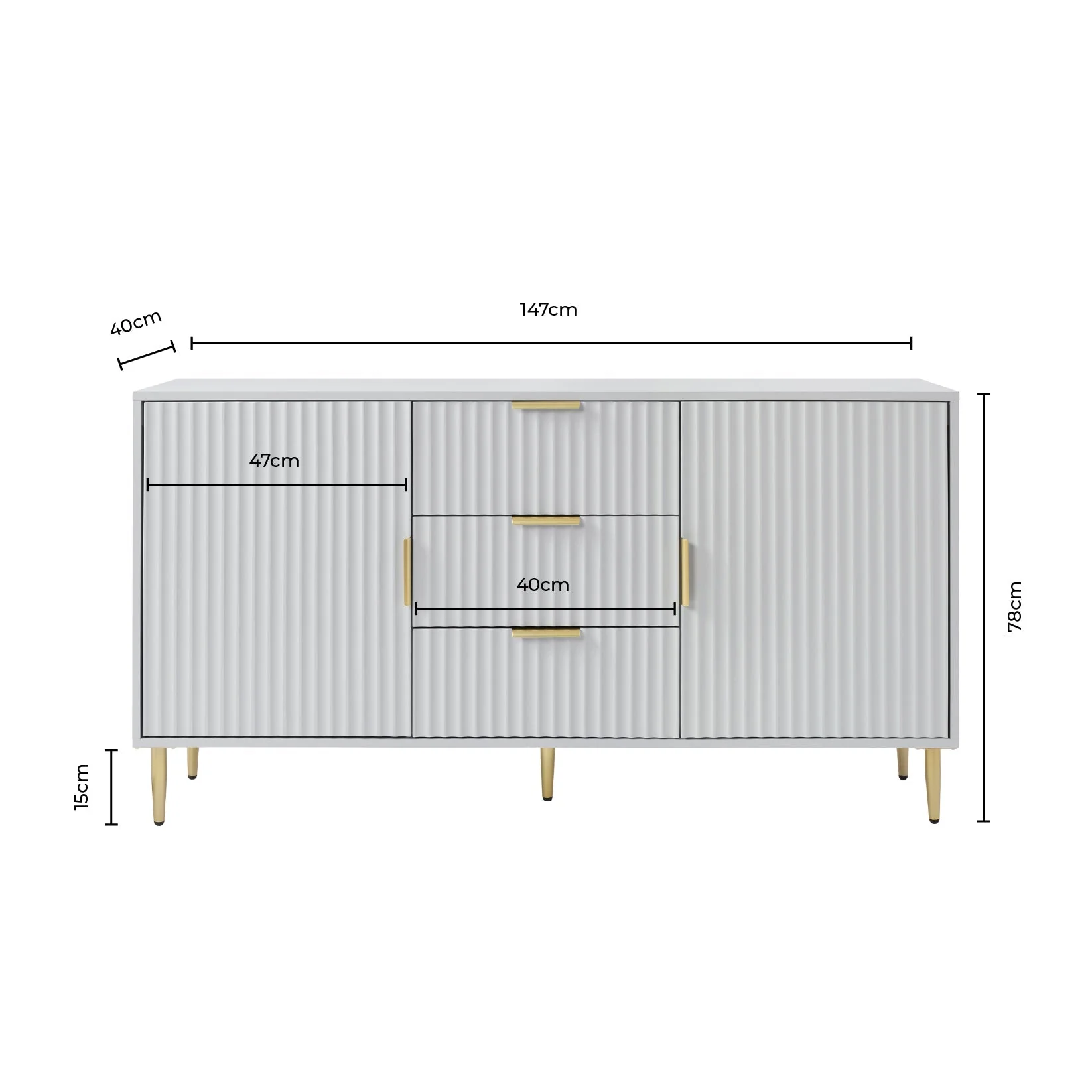Evie Sideboard with Drawers - Wood Effect - Image 7