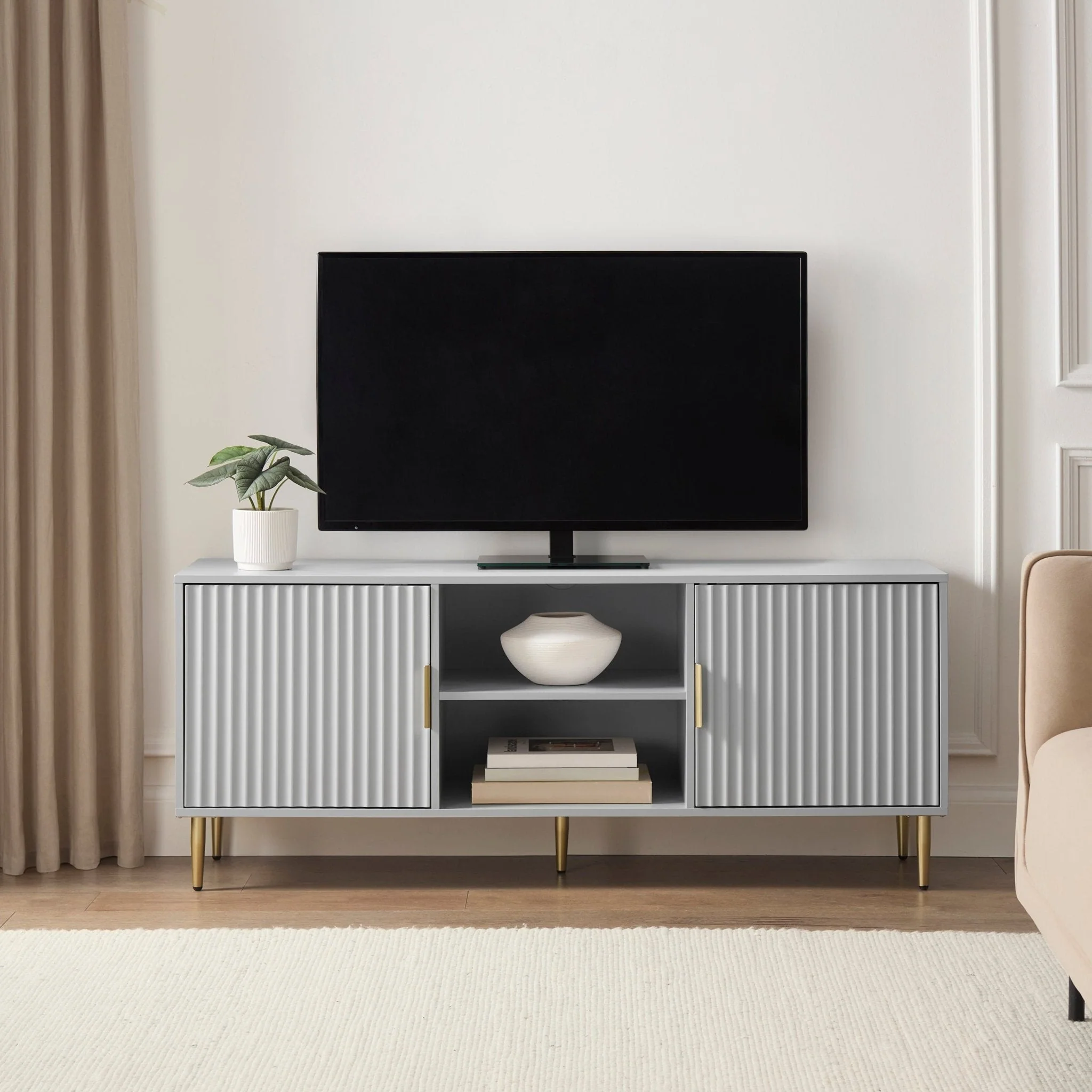 Evie TV Stand for TVs up to 65"- Grey - Image 3