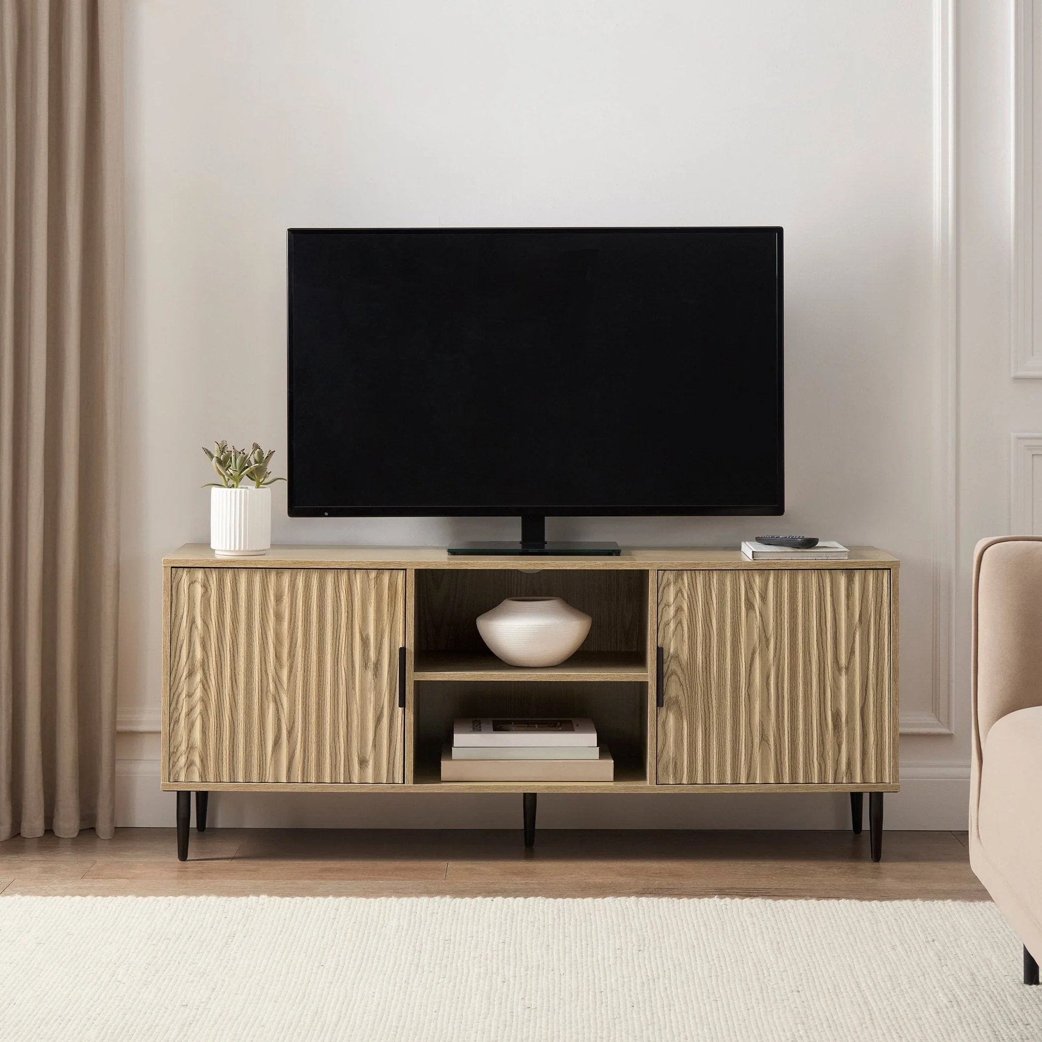 Evie TV Stand for TVs up to 65"- Wood Effect - Image 3