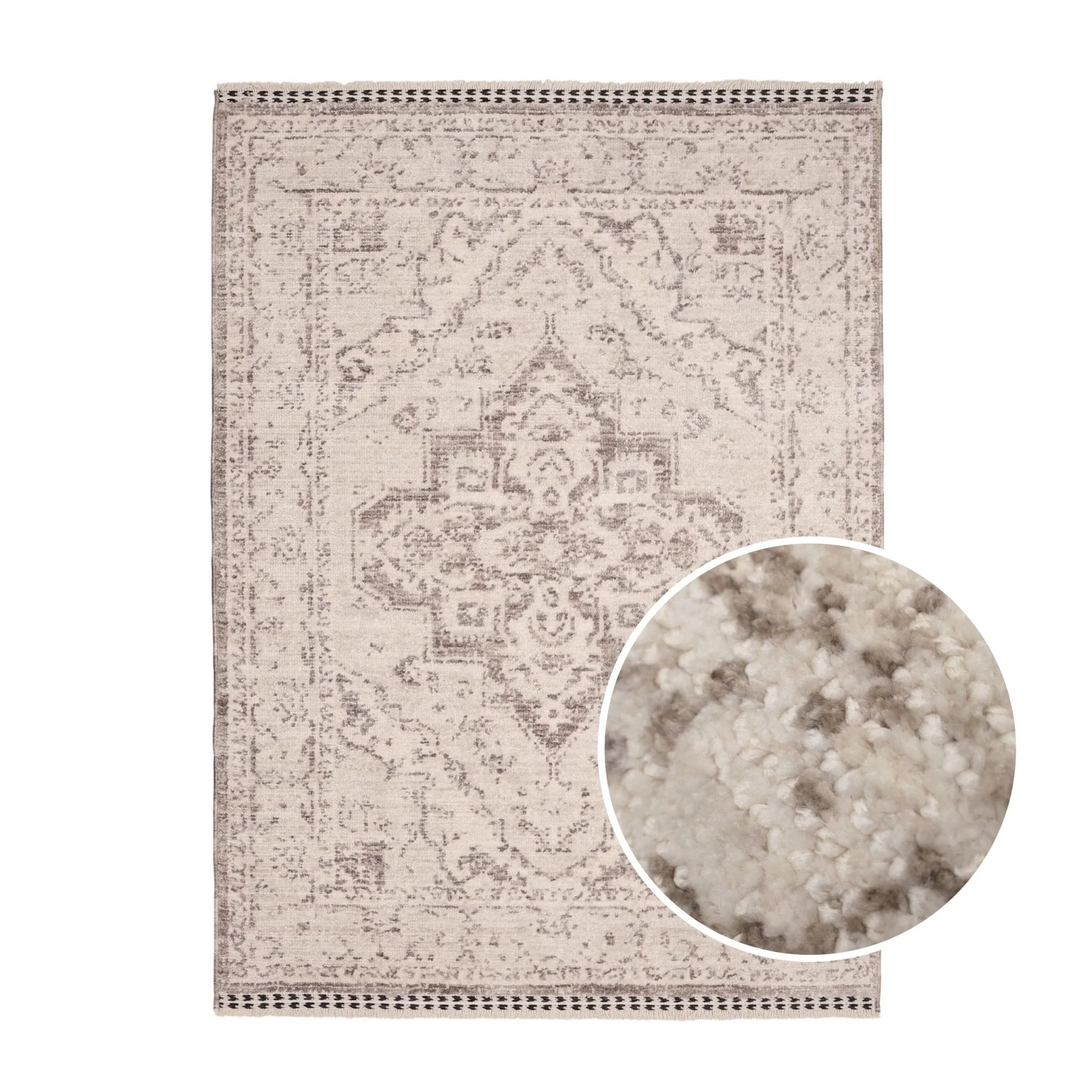 Ezra Traditional Tufted Edge Rug - Natural