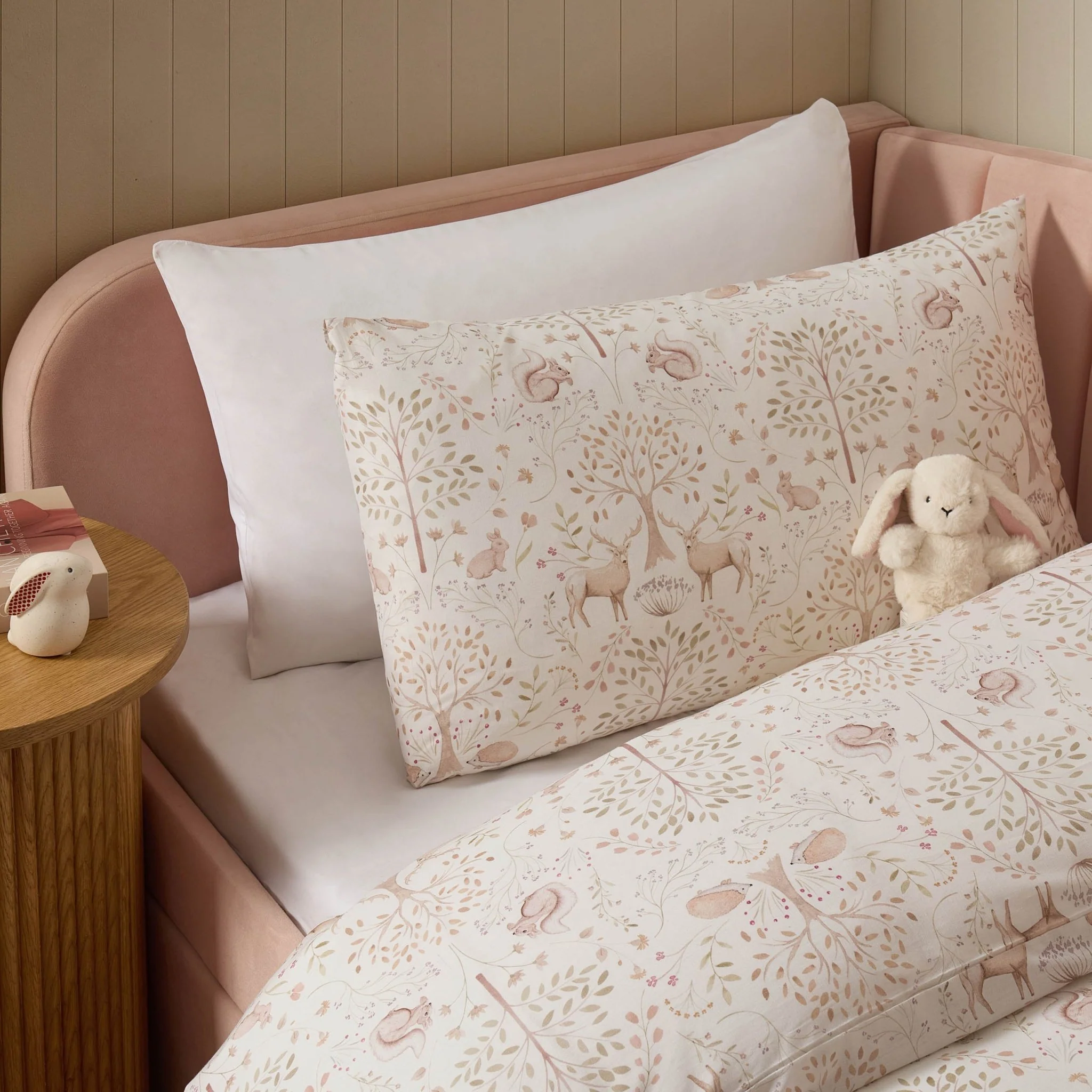 Faith Woodland 100% Cotton Kids Duvet Cover & Pillowcase Set - Natural