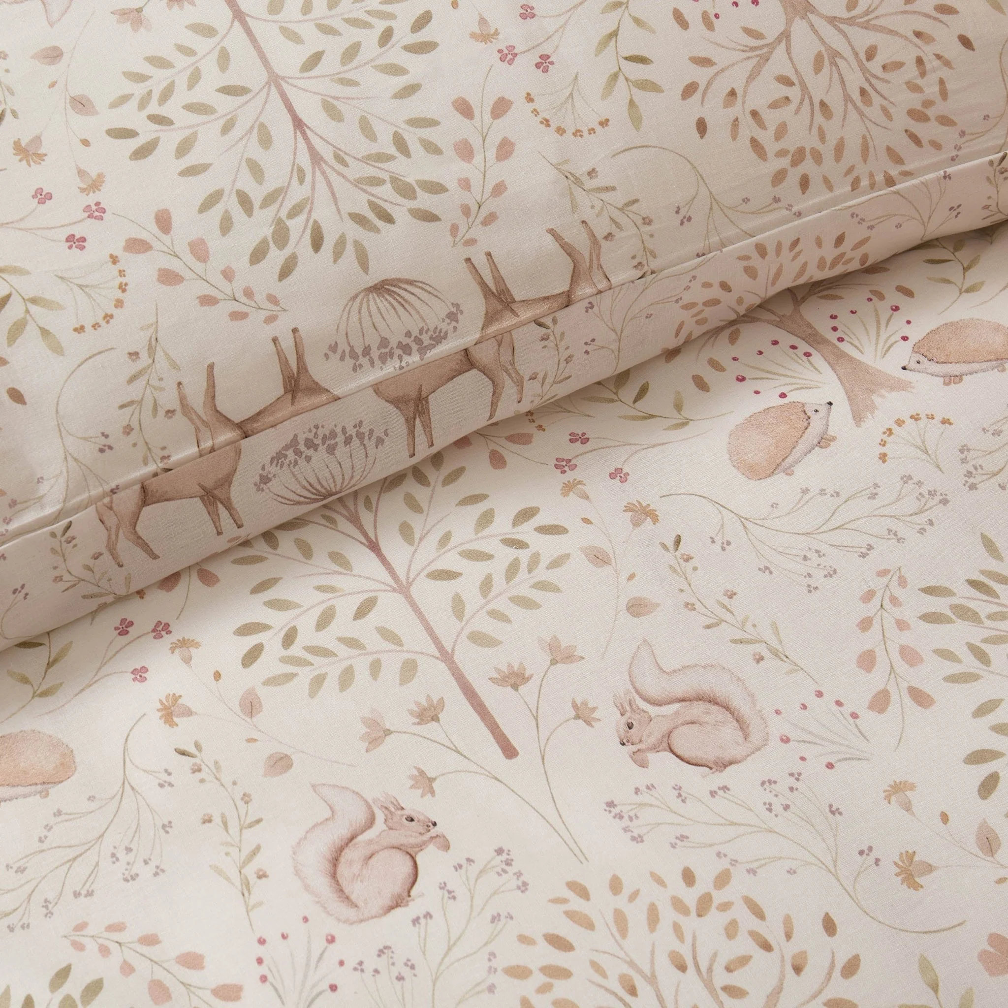 Faith Woodland 100% Cotton Kids Duvet Cover & Pillowcase Set - Natural - Image 4
