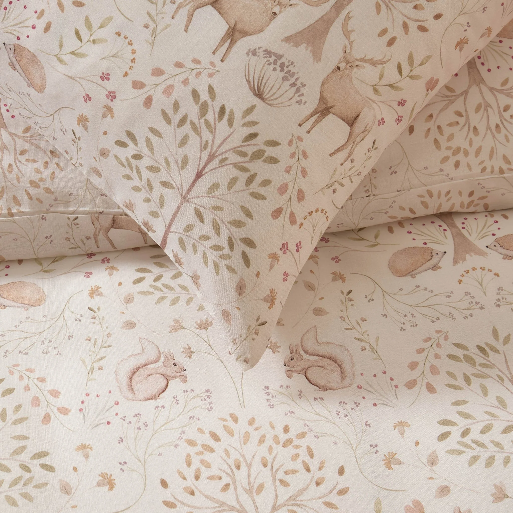 Faith Woodland 100% Cotton Kids Duvet Cover & Pillowcase Set - Natural - Image 5